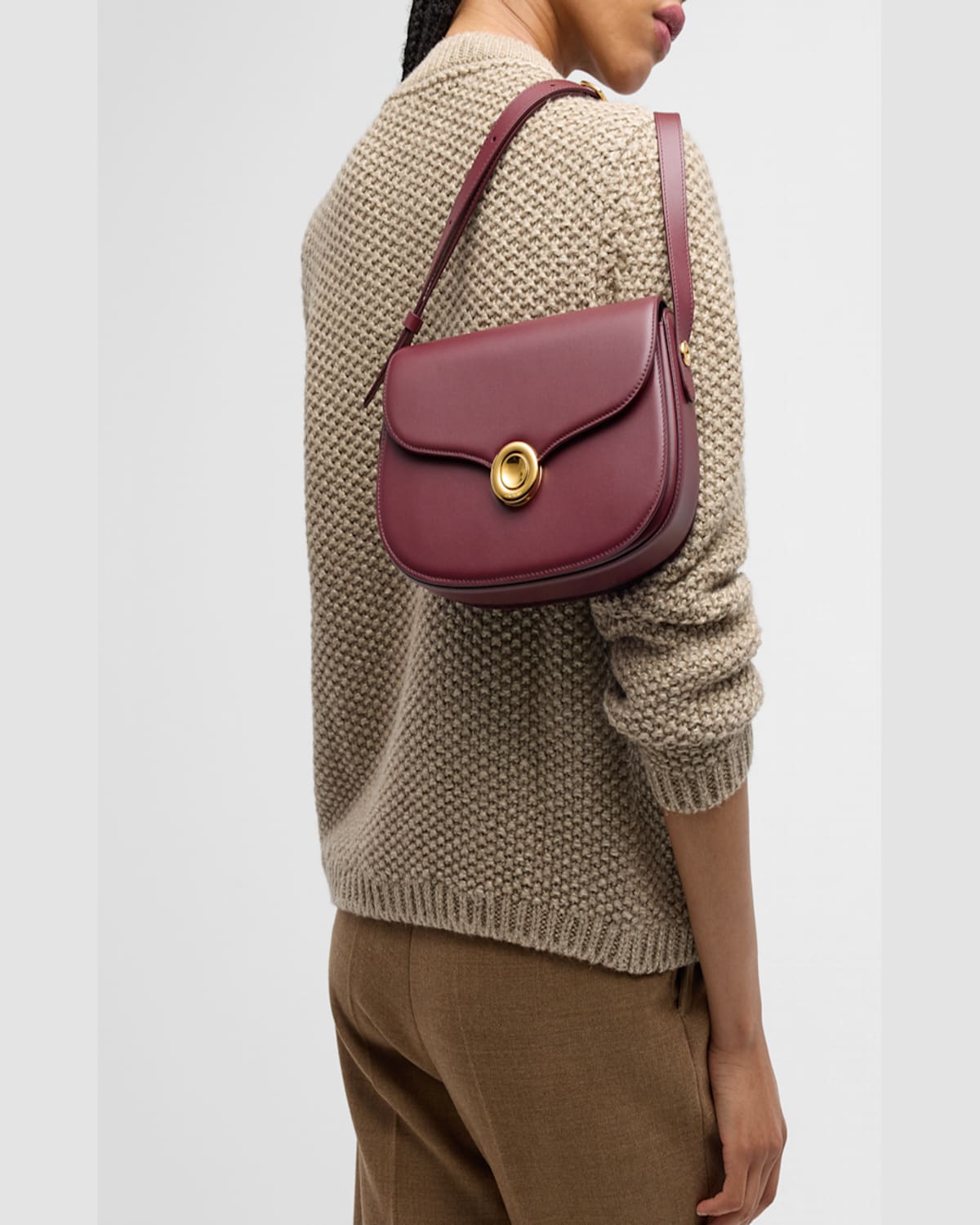 Loro Piana Ghiera Small Leather Crossbody Bag In Azuki