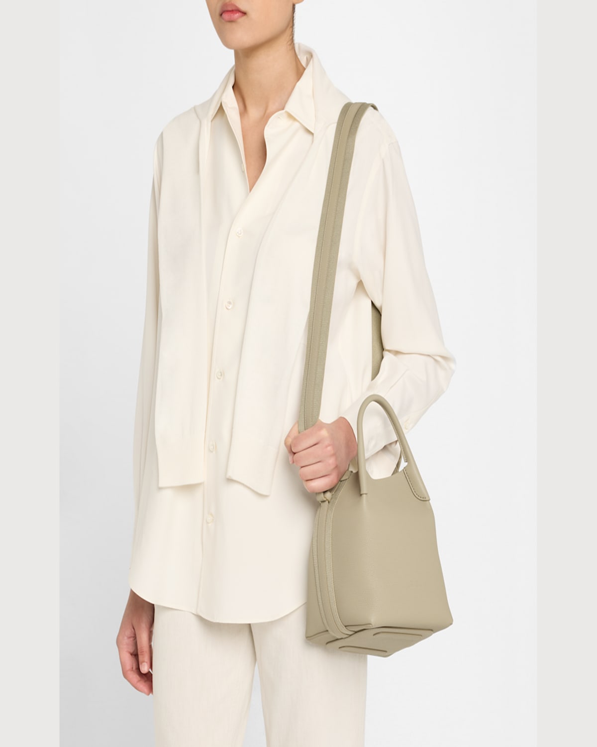 Loro Piana Bale Small Leather Top-handle Bag In Dried Taragon