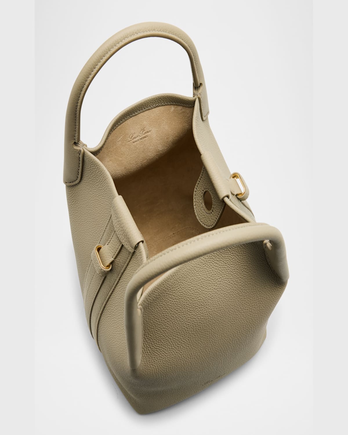 Loro Piana Bale Small Leather Top-handle Bag In Dried Taragon