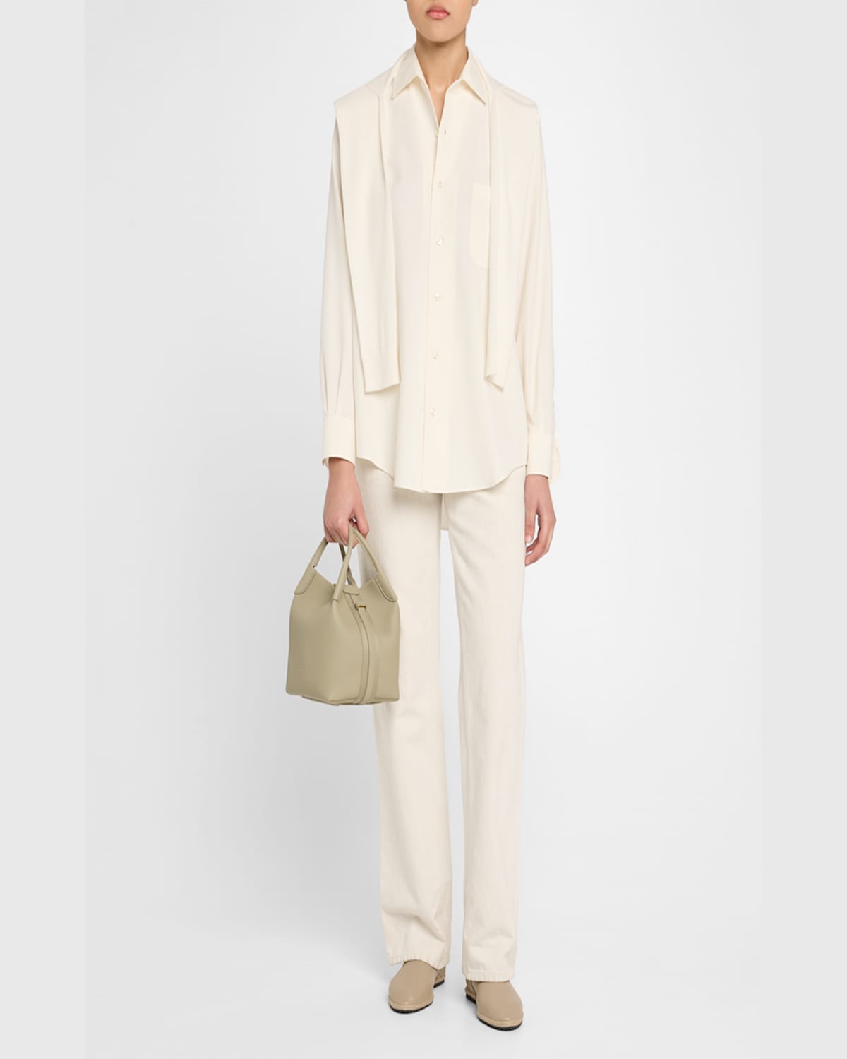 Loro Piana Bale Small Leather Top-handle Bag In Dried Taragon