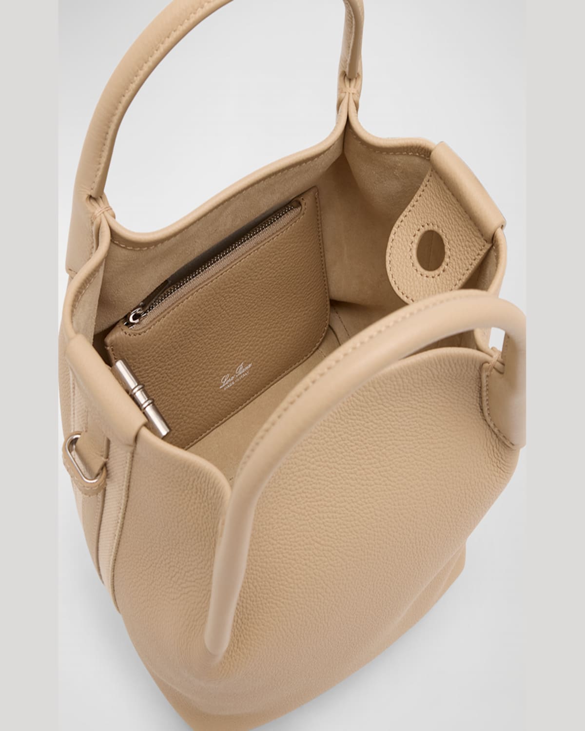 Loro Piana Bale Small Leather Top-handle Bag In Dried Taragon