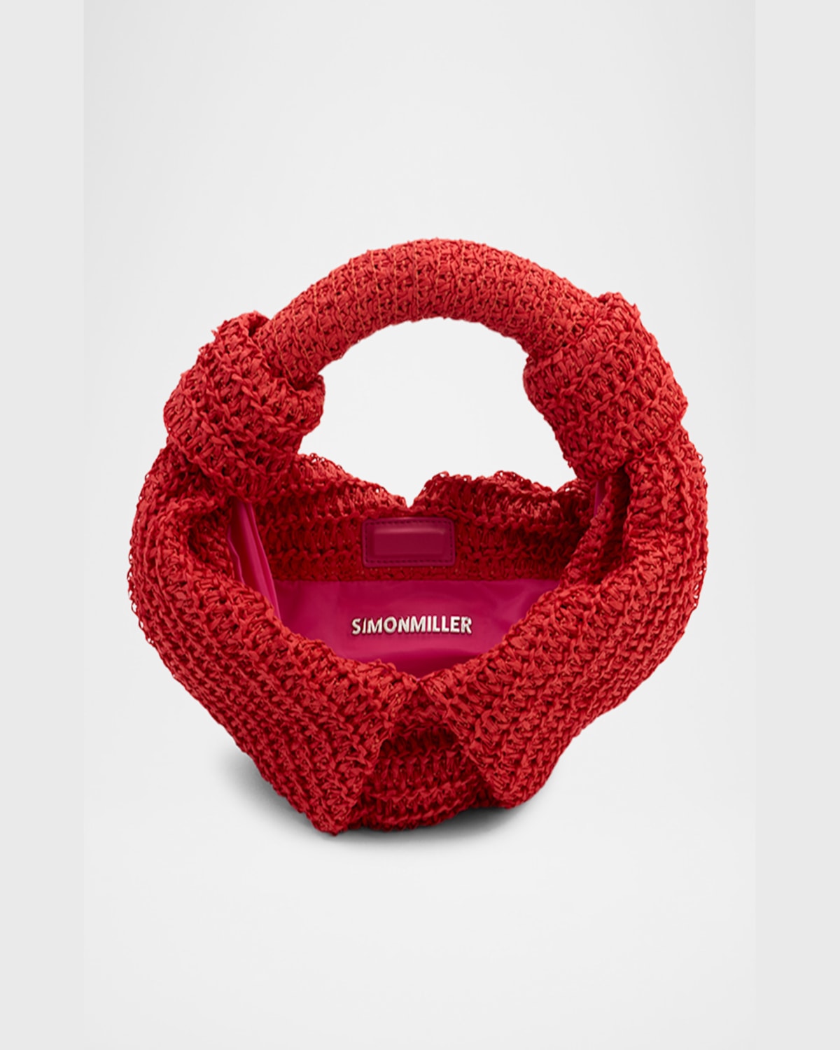Simonmiller Lopsy Knot Straw Top-handle Bag In Cherry Red