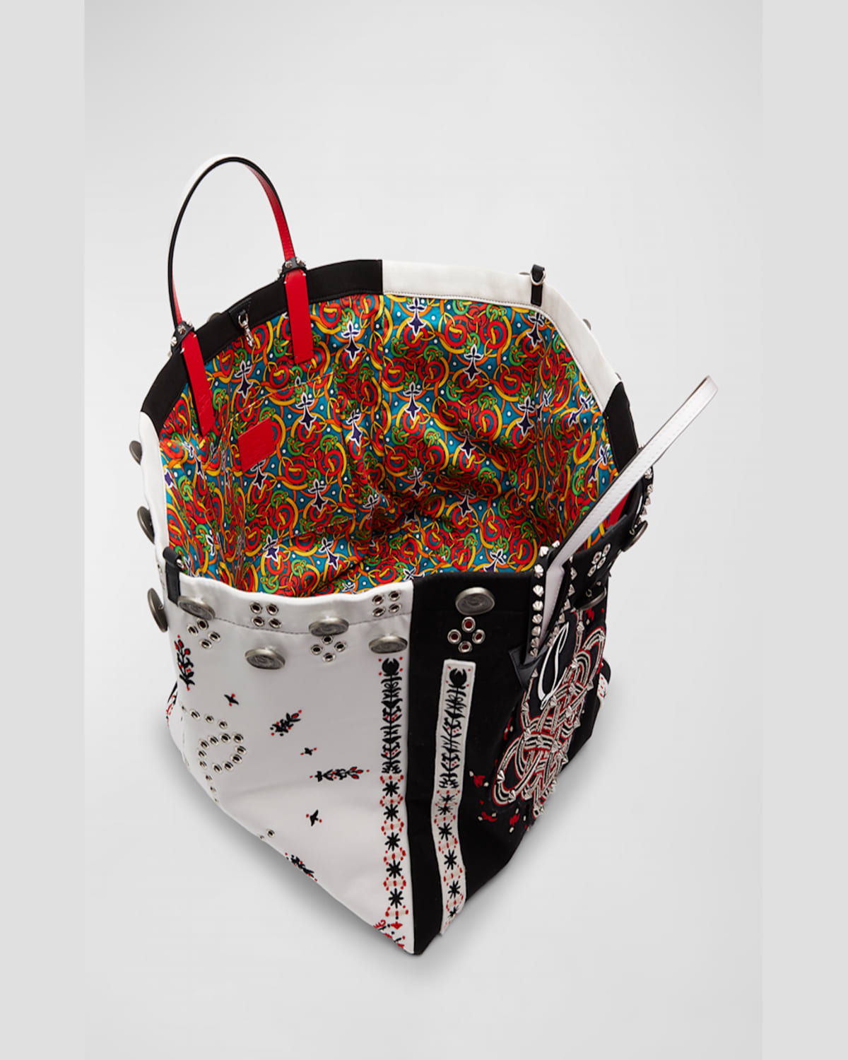 Christian Louboutin Breizcaba Large Tote In Canvas In Black/white