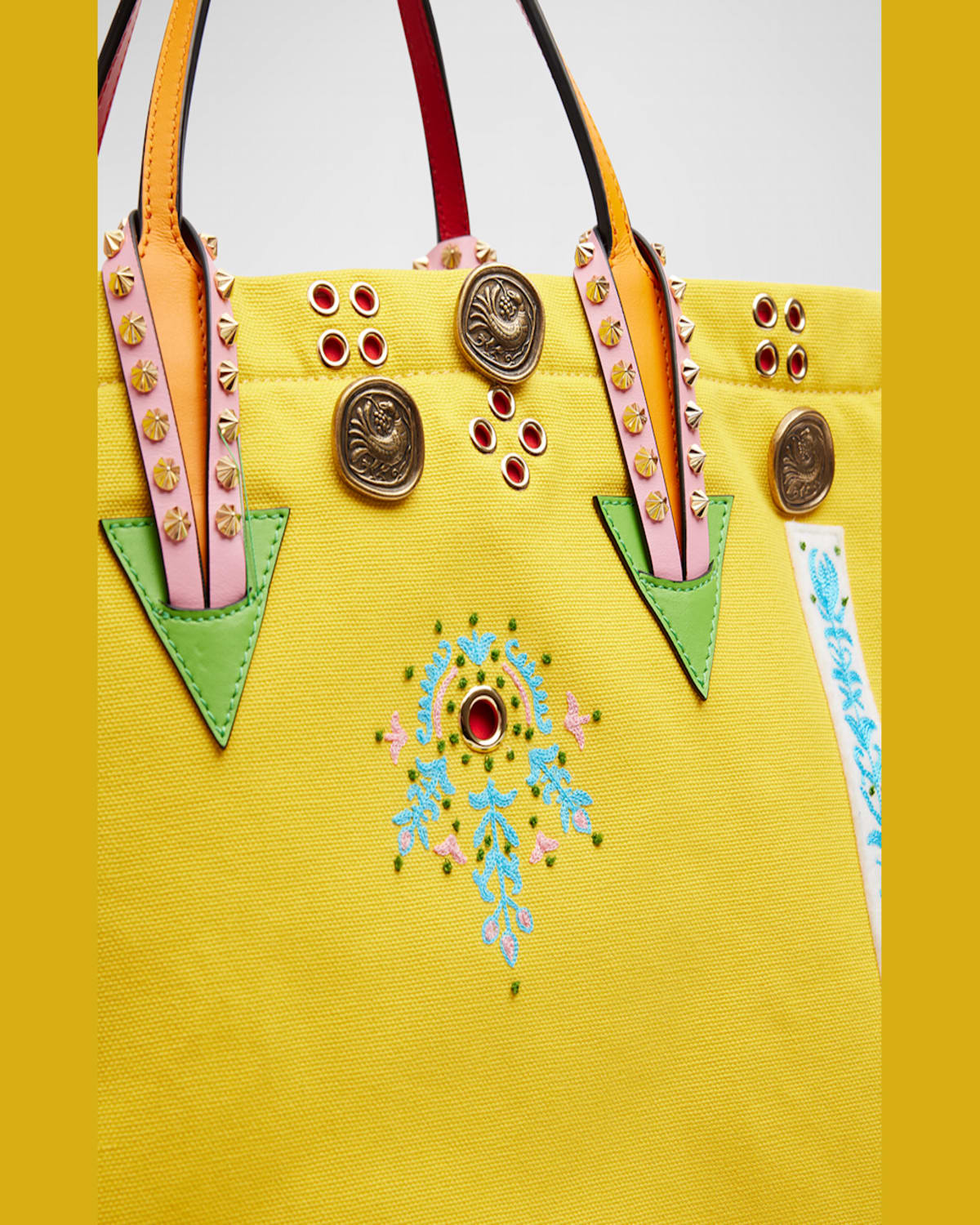 Christian Louboutin Breizcaba Embellished Felt And Leather-trimmed Canvas Tote In Multi