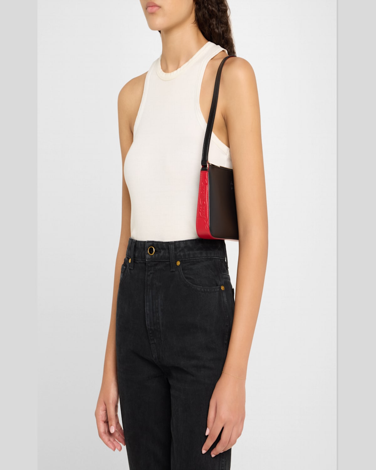 Christian Louboutin Loubila Shoulder Bag In Nappa In Black/red