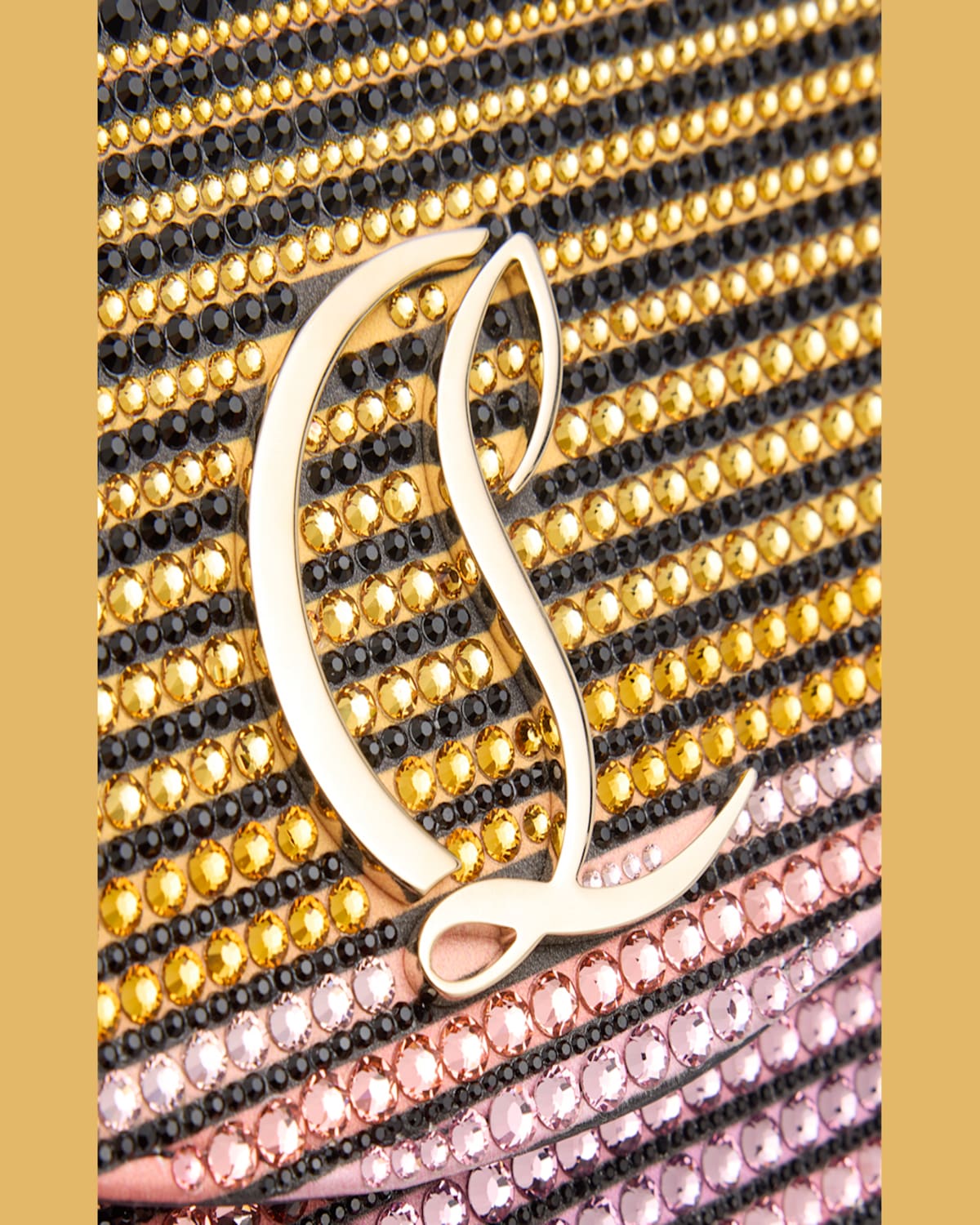 Christian Louboutin Loubi54 Wallet On Chain In Strass Crepe Satin In Gold
