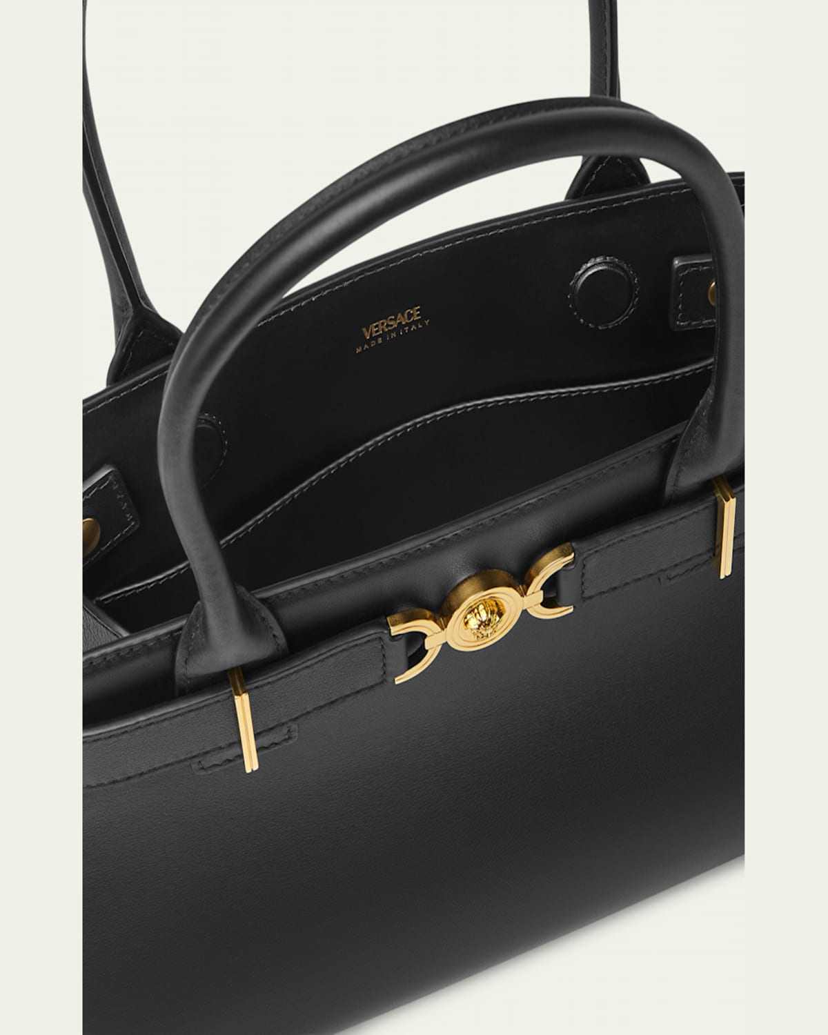 Versace Medusa '95 Croc-effect Tote Bag In Black- Gold