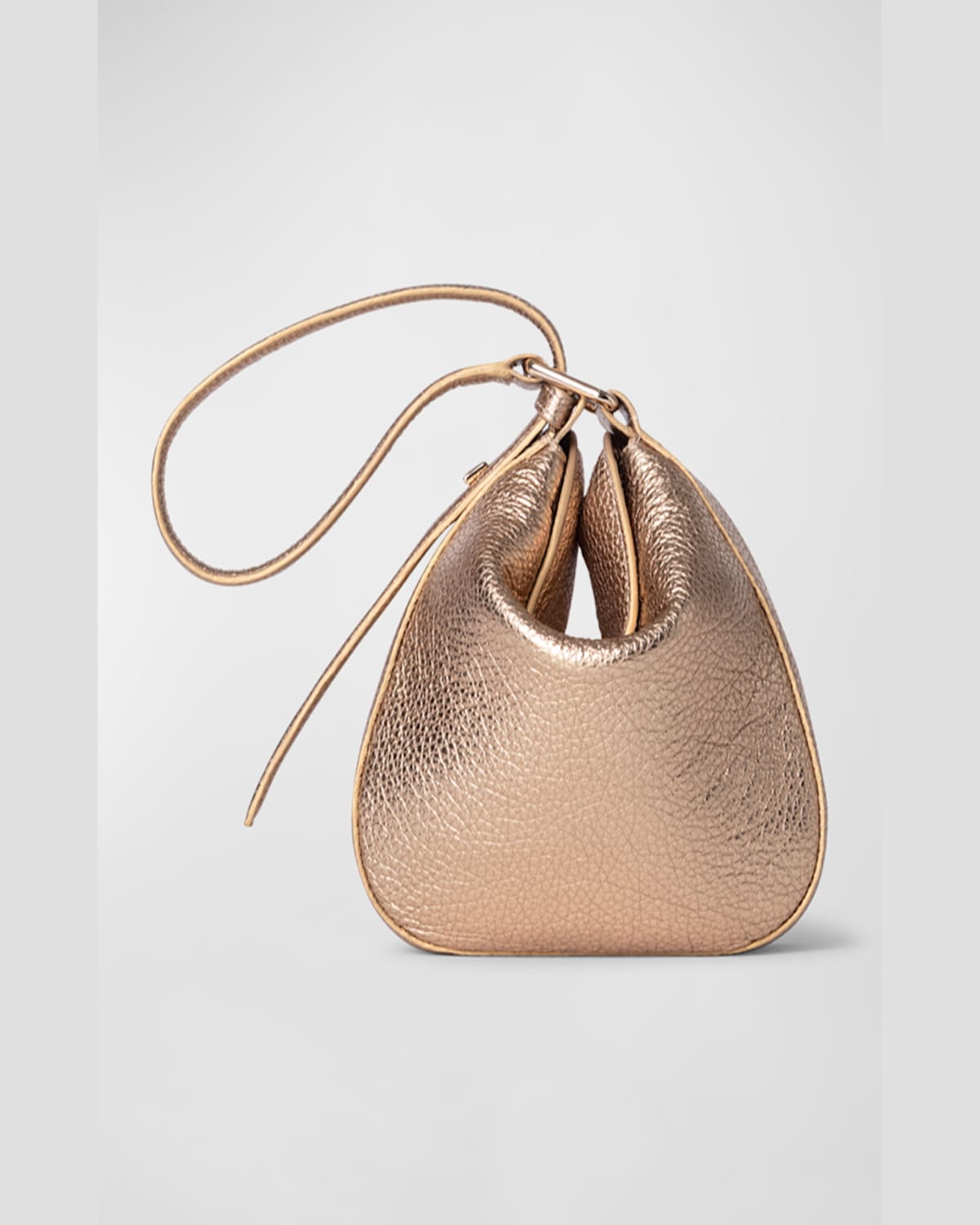 AKRIS ANNA MINI METALLIC LEATHER HOBO BAG 