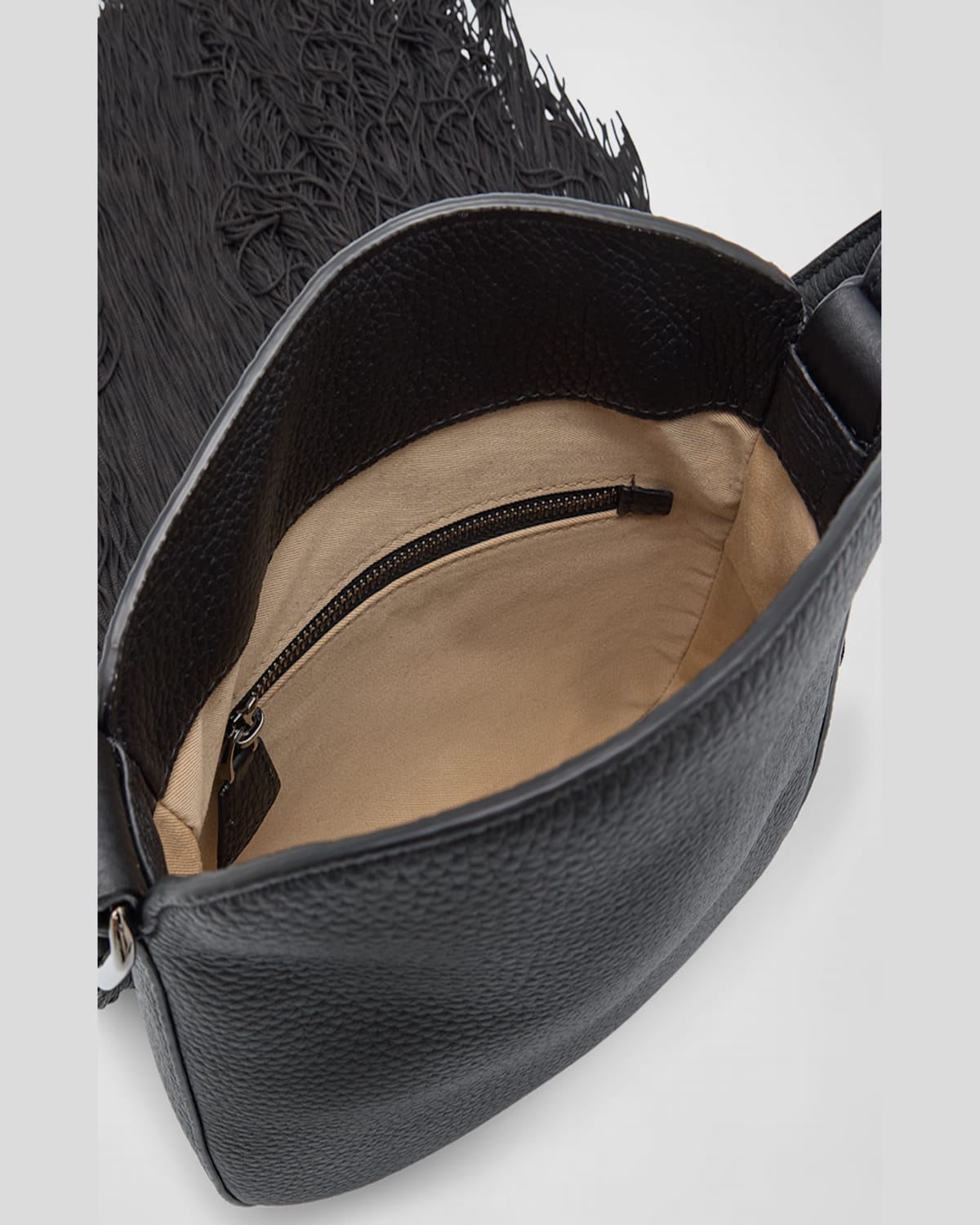 AKRIS ANNA MINI FRINGE LEATHER HOBO BAG 