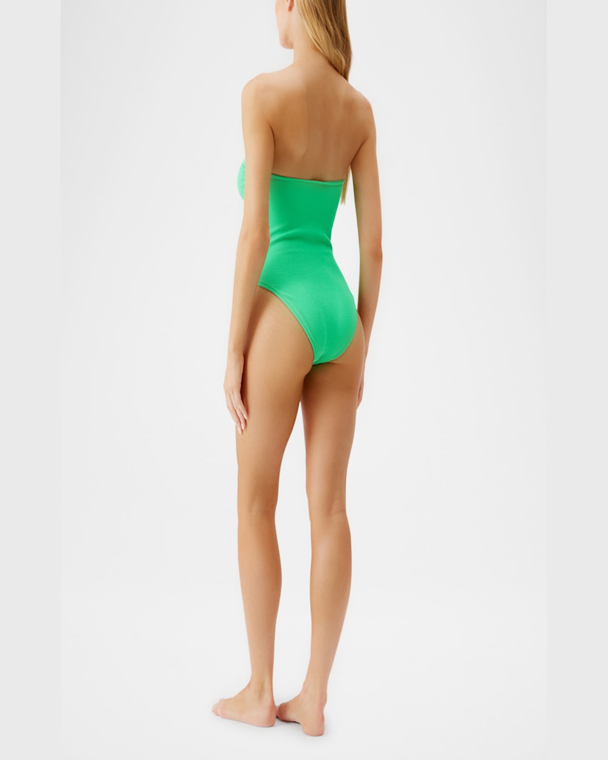 Melissa Odabash Barbuda O-ring Strapless One-piece Swimsuit In Green Ridges