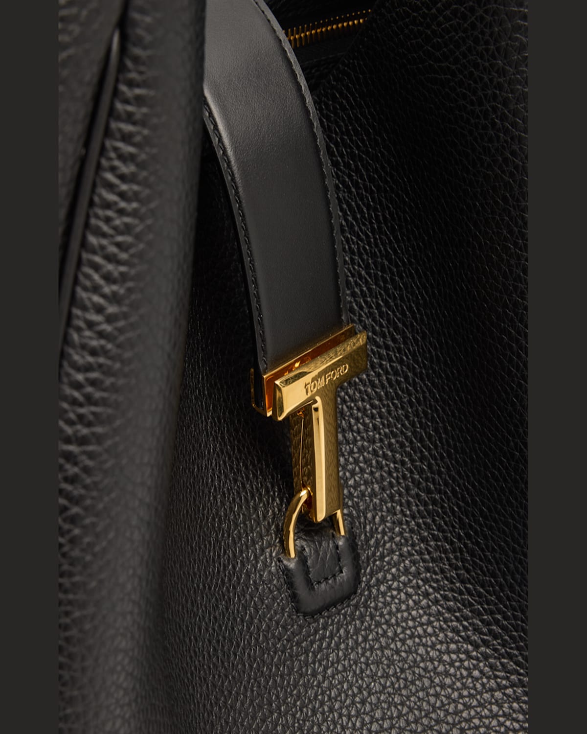 Tom Ford Monarch Large Hobo Bag In Leather In Black
