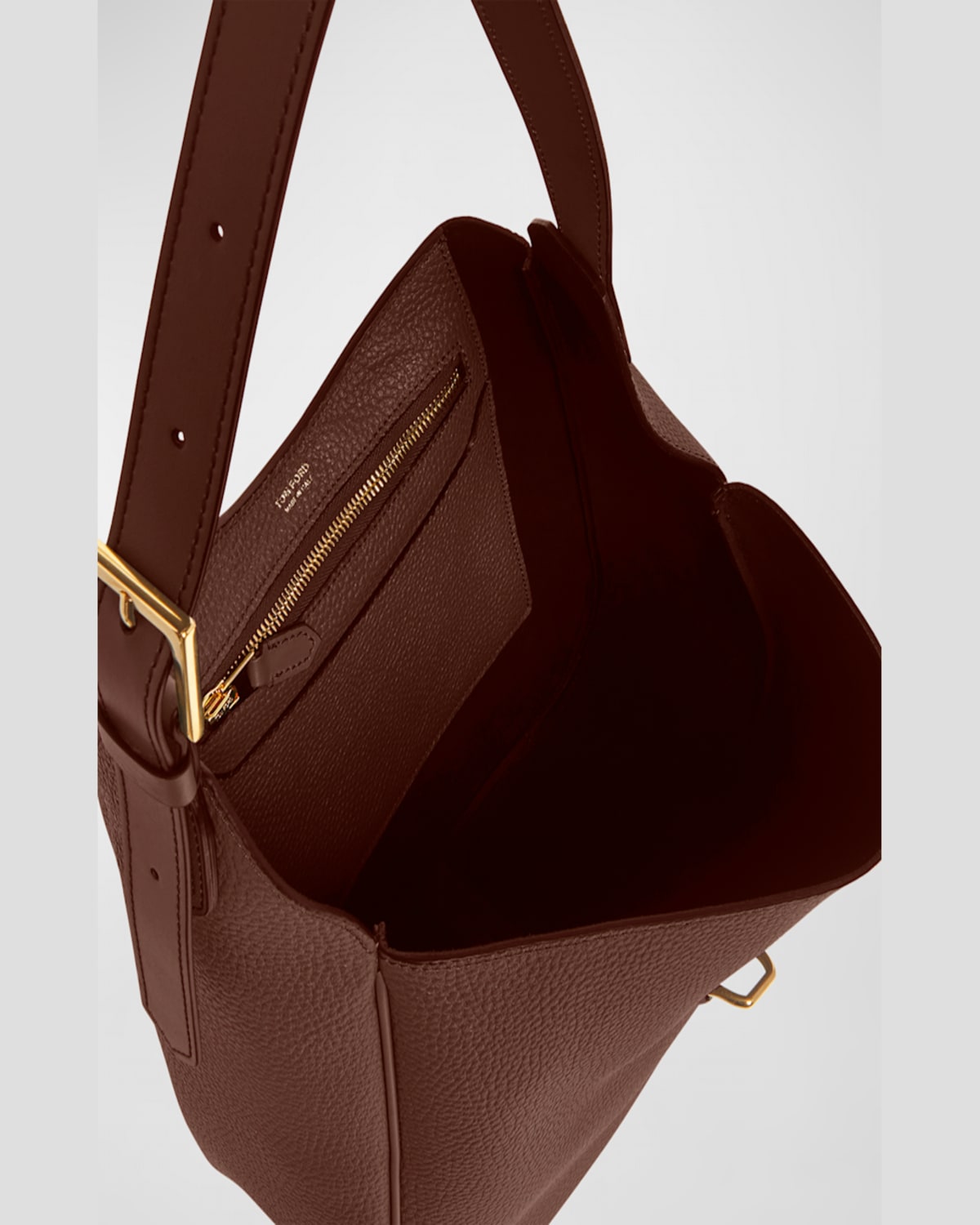 Tom Ford Monarch Large Hobo Bag In Leather In Saddle Brown