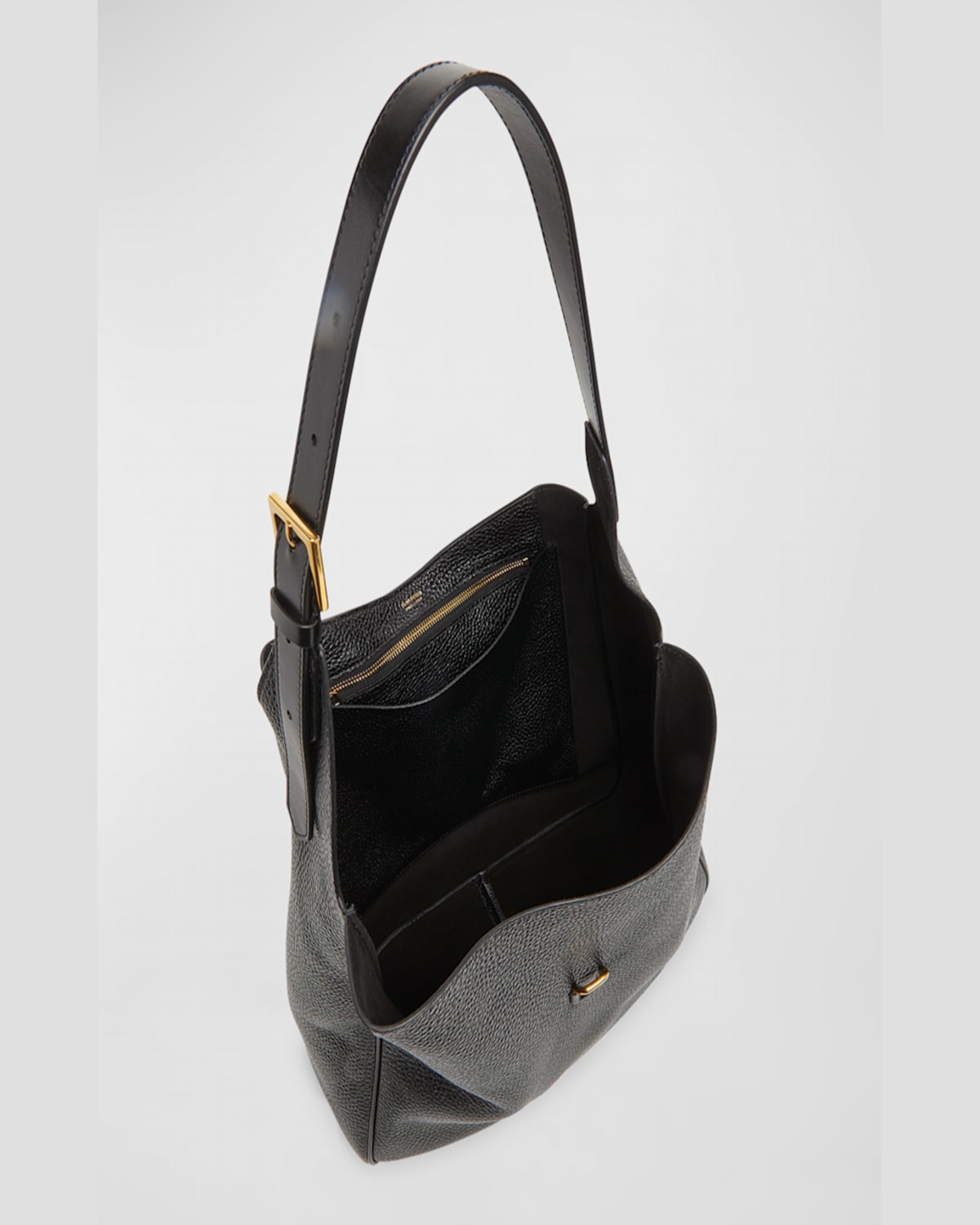 Shop Tom Ford Monarch Medium Hobo Bag In Leather In Graphite