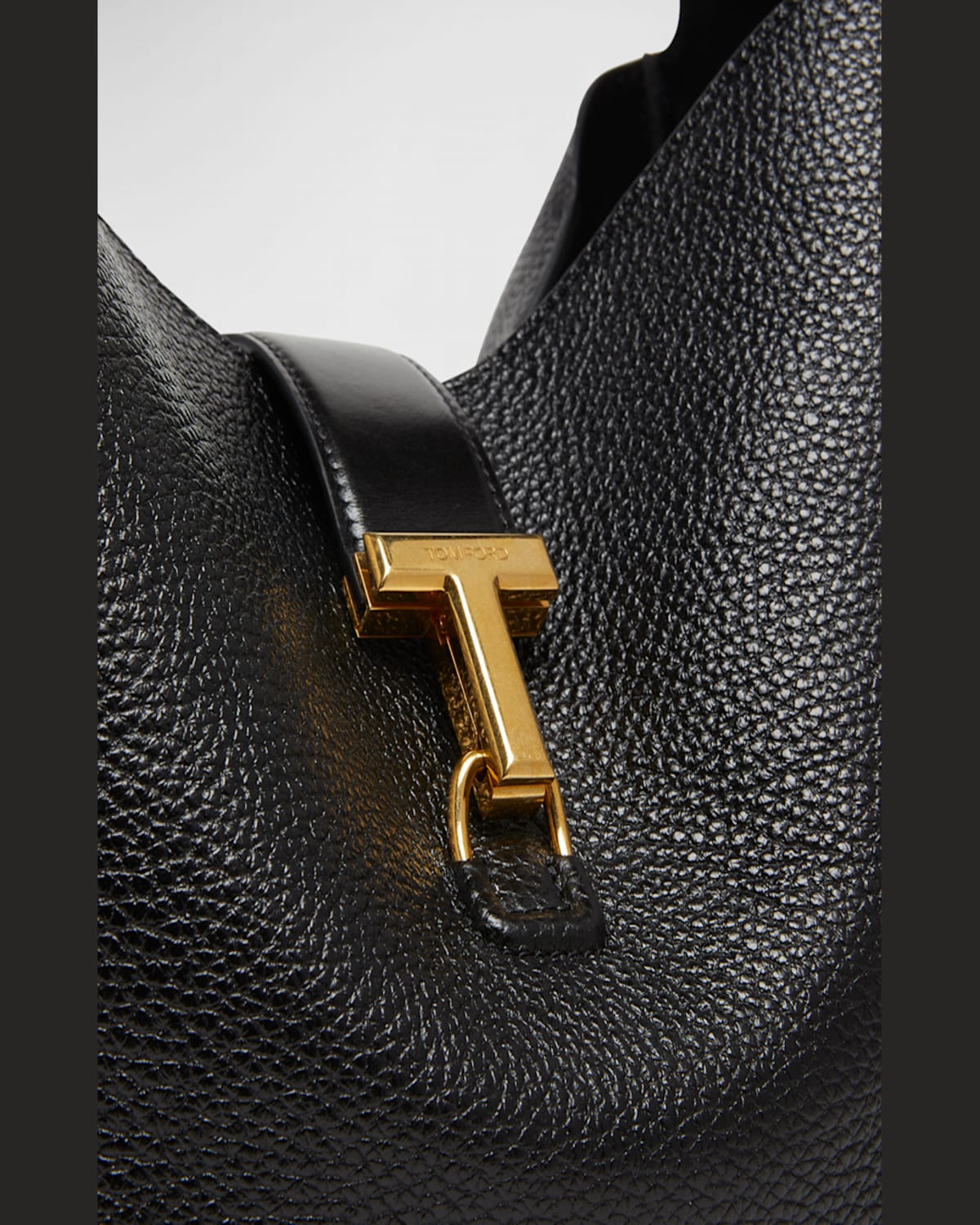 Shop Tom Ford Monarch Medium Hobo Bag In Leather In Graphite