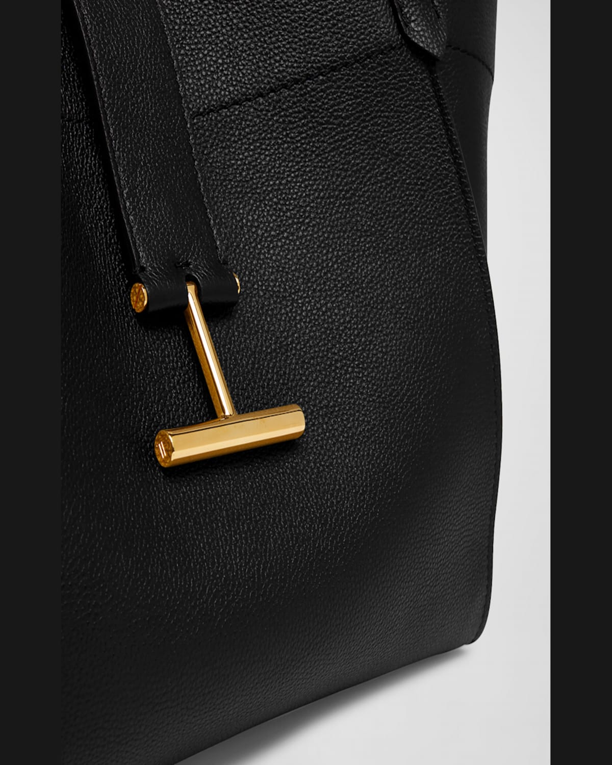 Shop Tom Ford Tara Medium Grain Leather Tote Bag In Black
