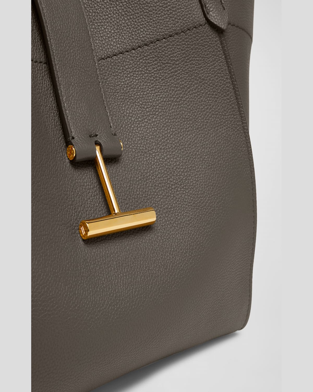 Shop Tom Ford Tara Medium Grain Leather Tote Bag In Graphite