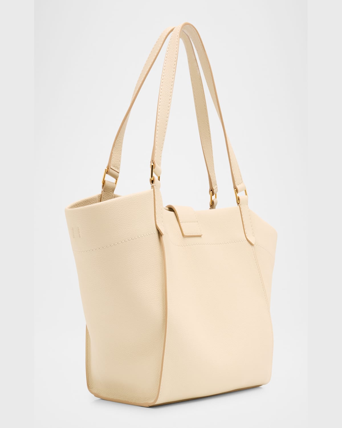 Shop Tom Ford Tara Medium Grain Leather Tote Bag In Cream