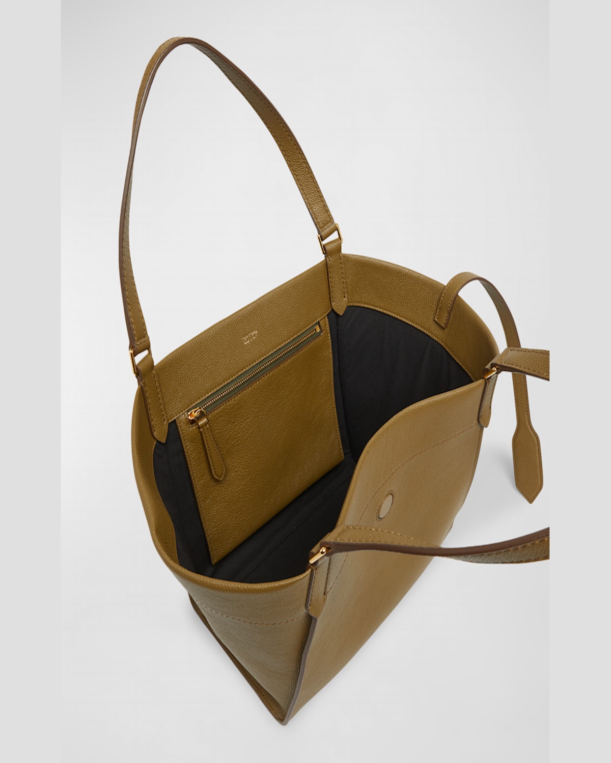 Shop Tom Ford Tara Medium Grain Leather Tote Bag In Graphite