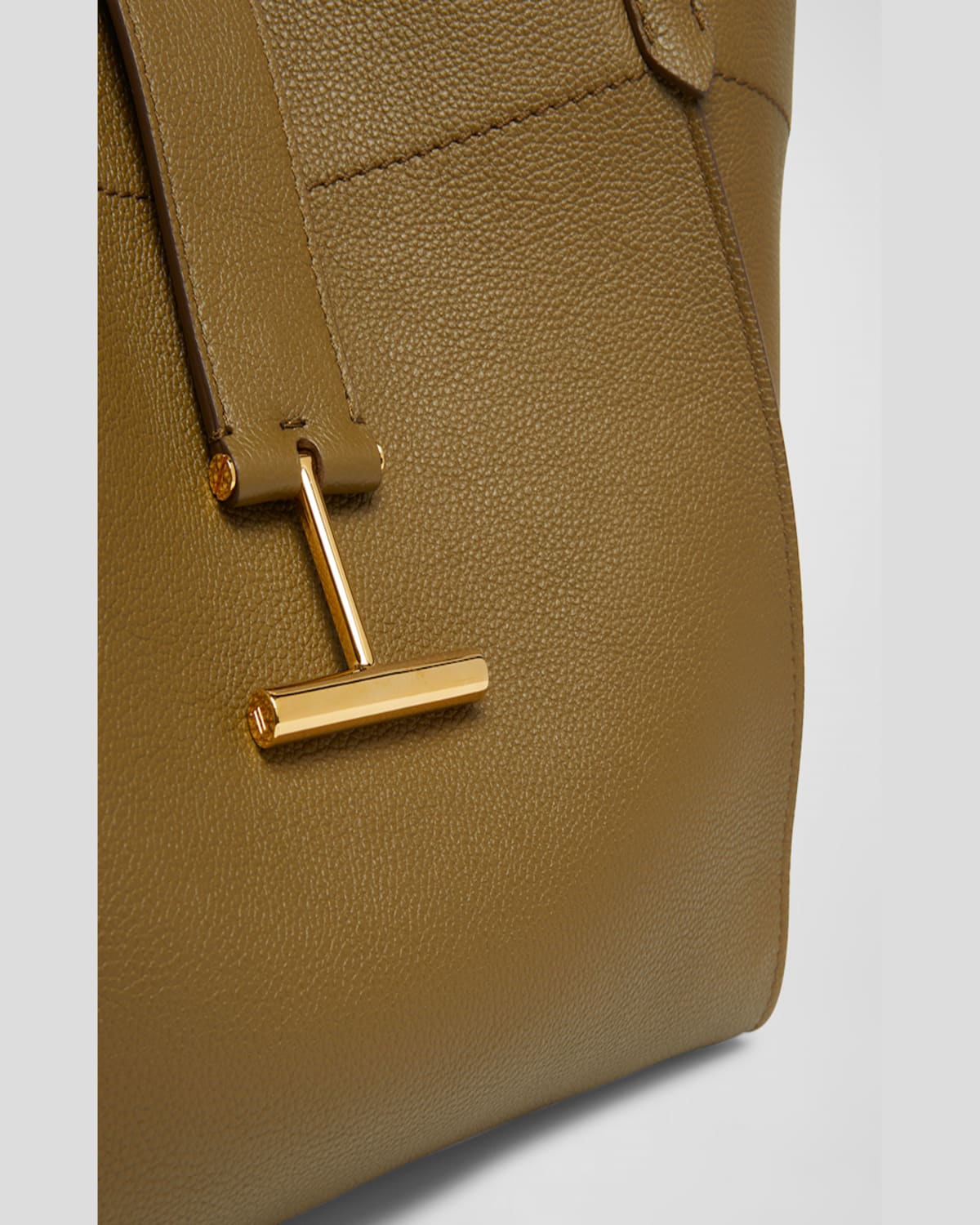 Shop Tom Ford Tara Medium Grain Leather Tote Bag In Graphite