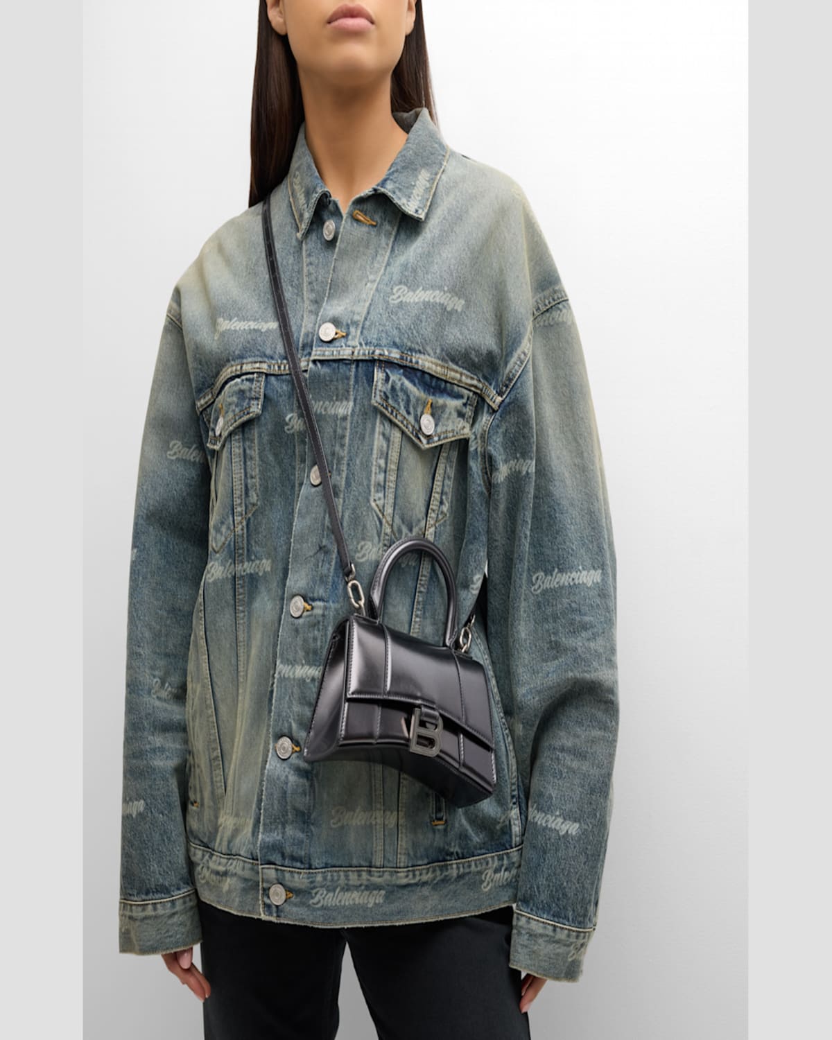 Balenciaga Hourglass Xs Metallic Bag In 1314 Steel Grey