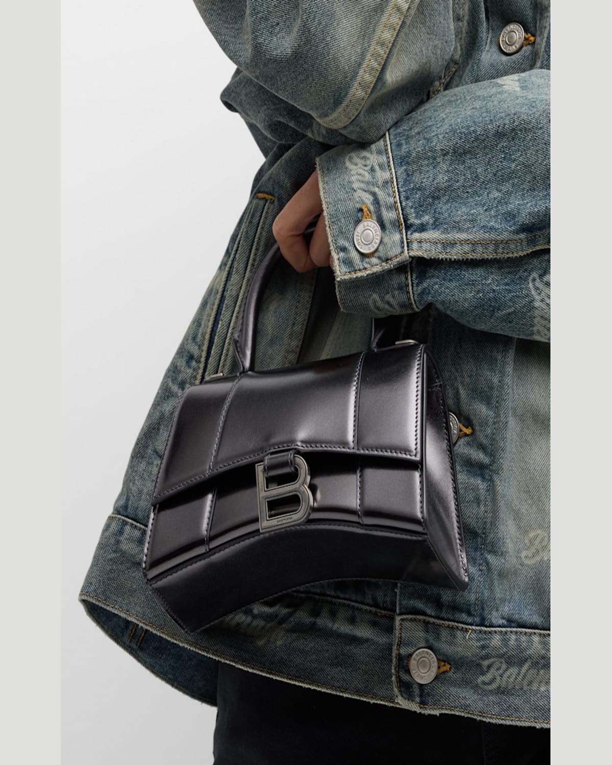 Balenciaga Hourglass Xs Metallic Bag In 1314 Steel Grey