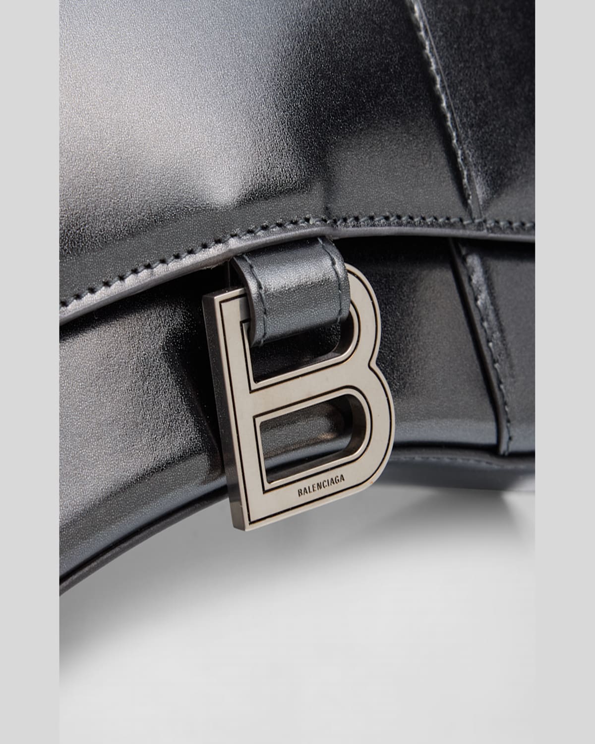 Balenciaga Hourglass Xs Metallic Bag In 1314 Steel Grey