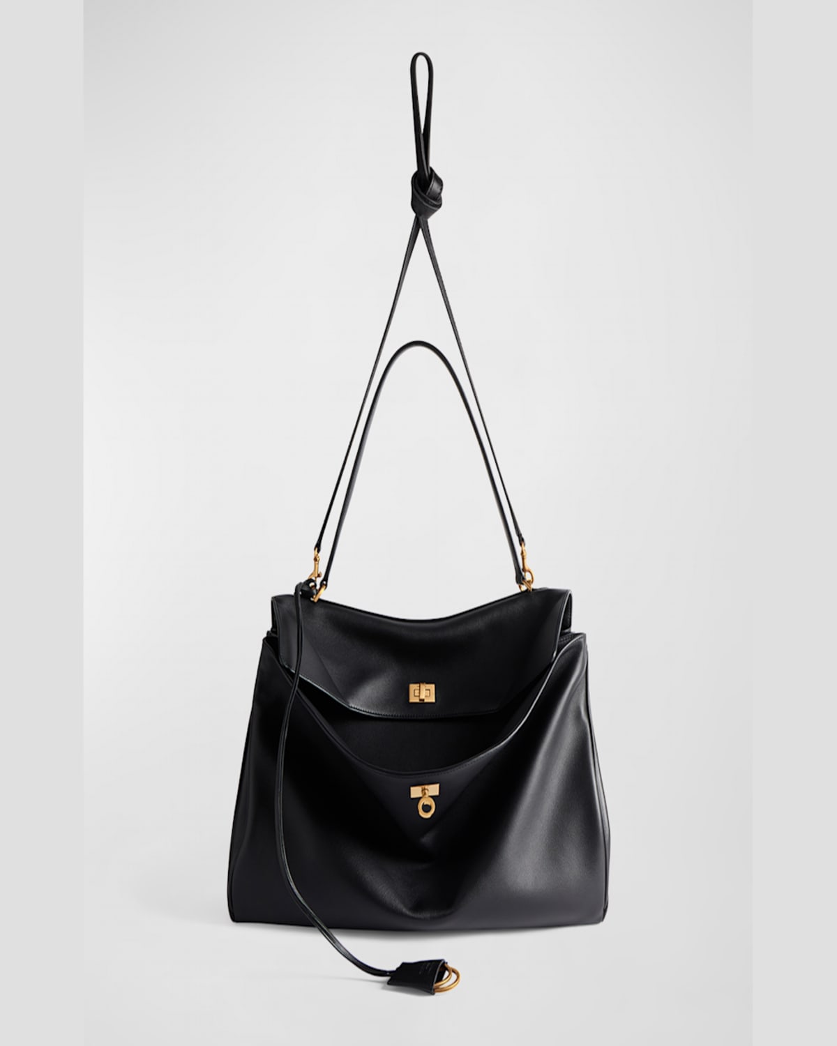 Balenciaga Rodeo Medium Leather Top-handle Bag In 2621 Latte