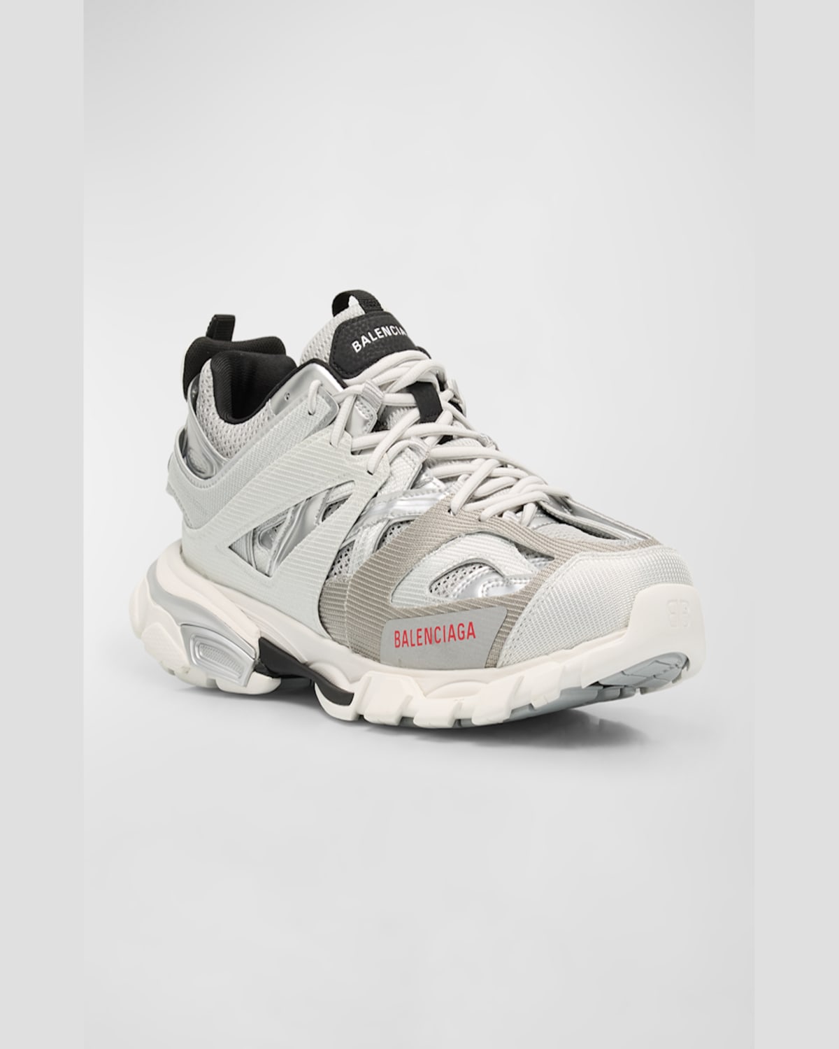 Balenciaga Men's Track Metallic Mesh Sneakers In 8191 Silver/white/black
