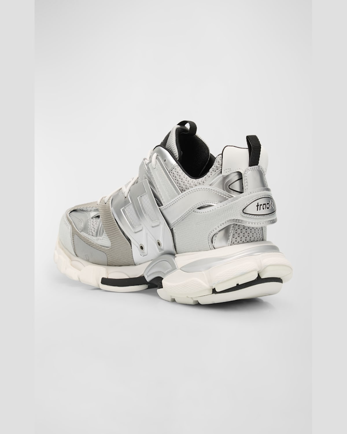 Balenciaga Men's Track Metallic Mesh Sneakers In 8191 Silver/white/black