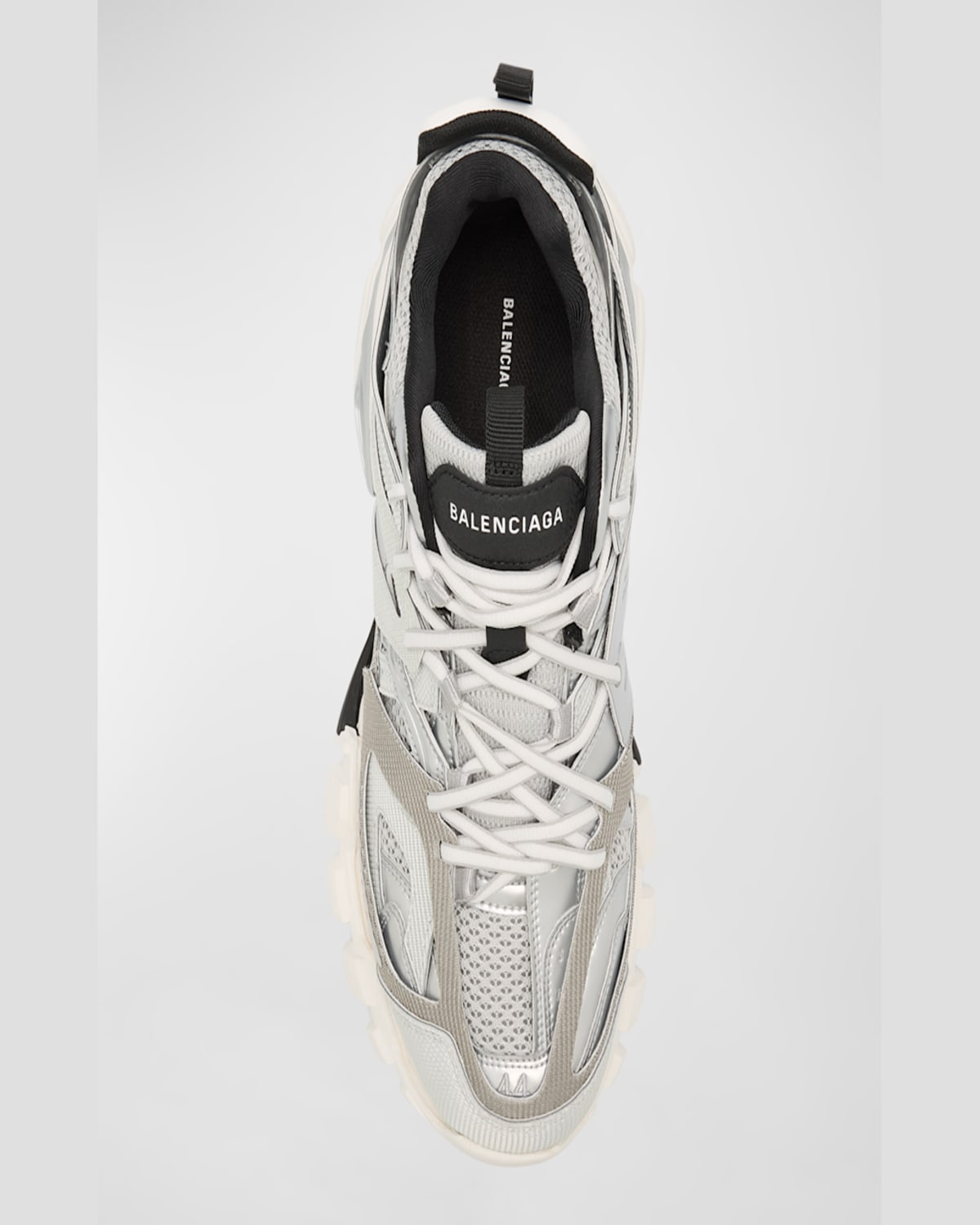Balenciaga Men's Track Metallic Mesh Sneakers In 8191 Silver/white/black