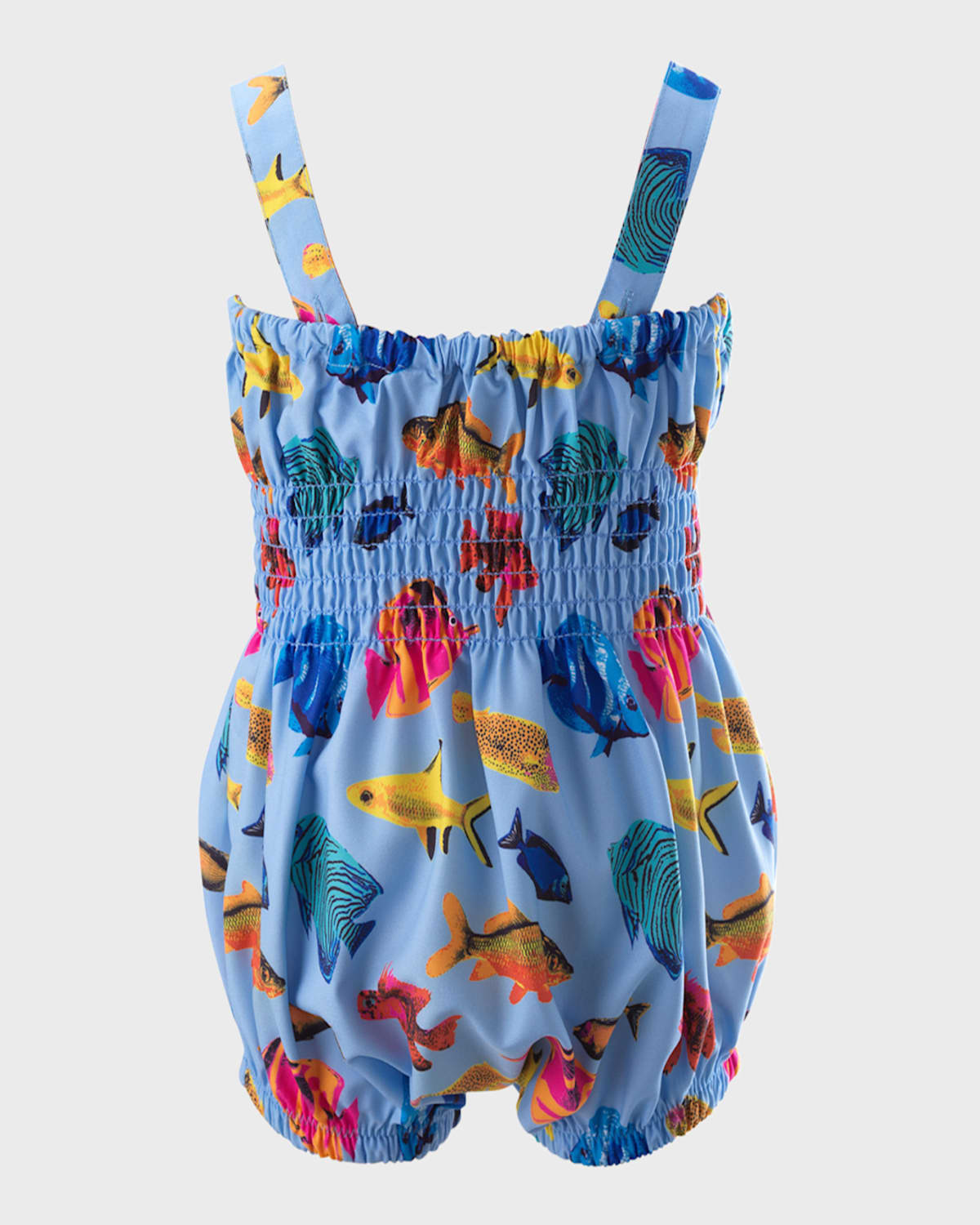 Rachel Riley Girl's Tropical Fish Bubble Romper In Multi