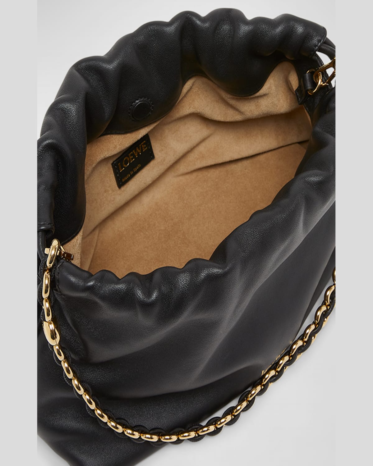 Shop Loewe Flamenco Small Crossbody Bag In Napa Leather With Detachable Chain In Eucalyptus Green