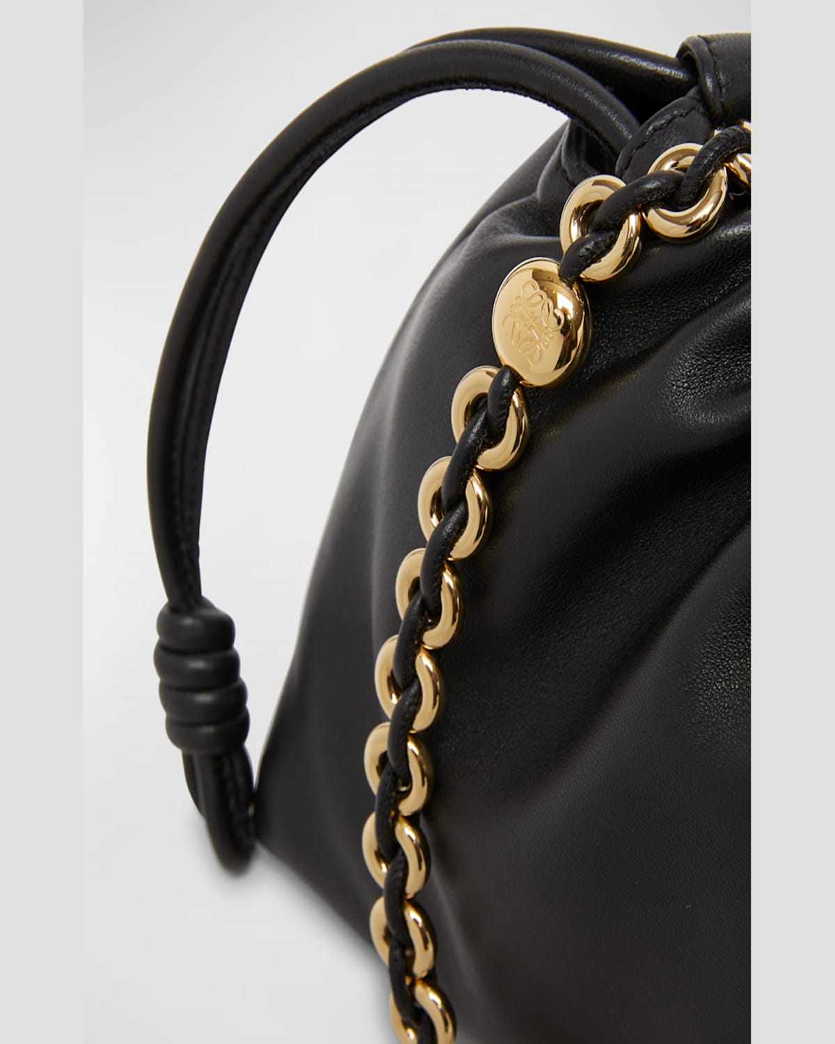 Shop Loewe Flamenco Small Crossbody Bag In Napa Leather With Detachable Chain In Eucalyptus Green