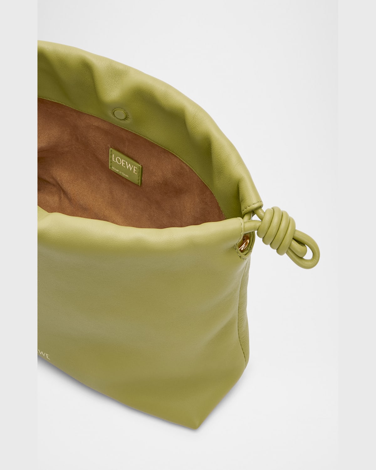 Loewe Flamenco Small Crossbody Bag In Napa Leather With Detachable Chain In Light Moss