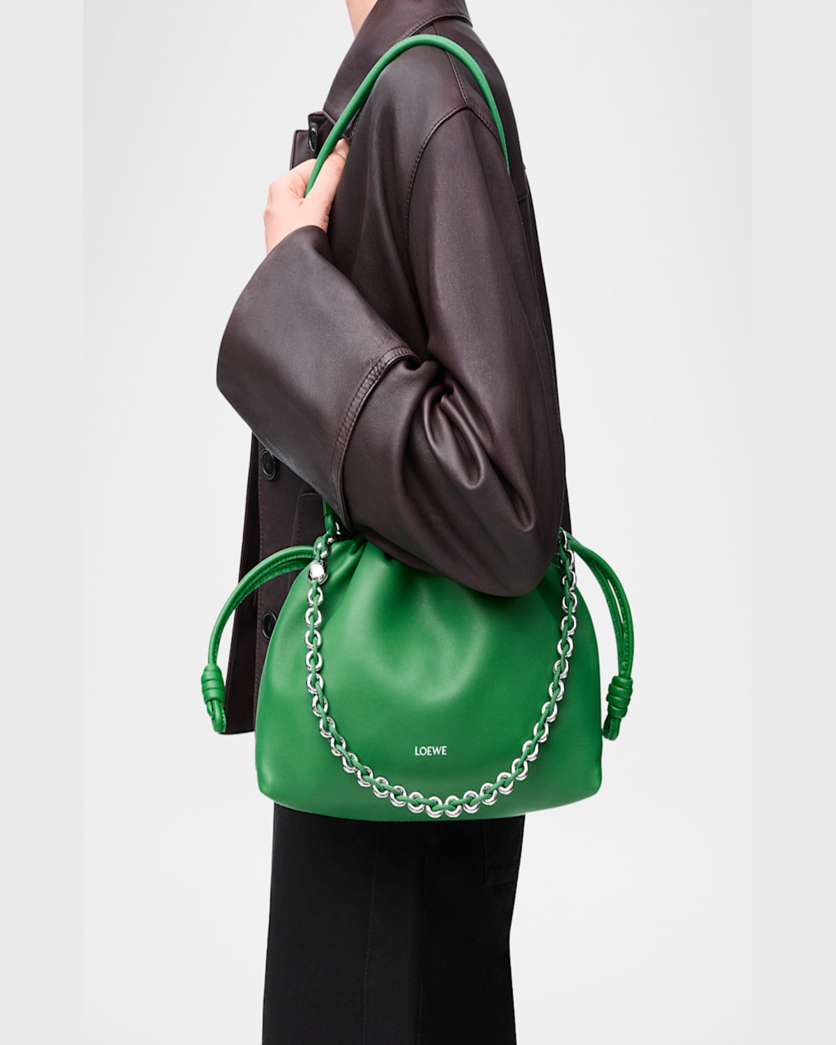 LOEWE FLAMENCO SMALL CROSSBODY BAG IN NAPA LEATHER WITH DETACHABLE CHAIN 