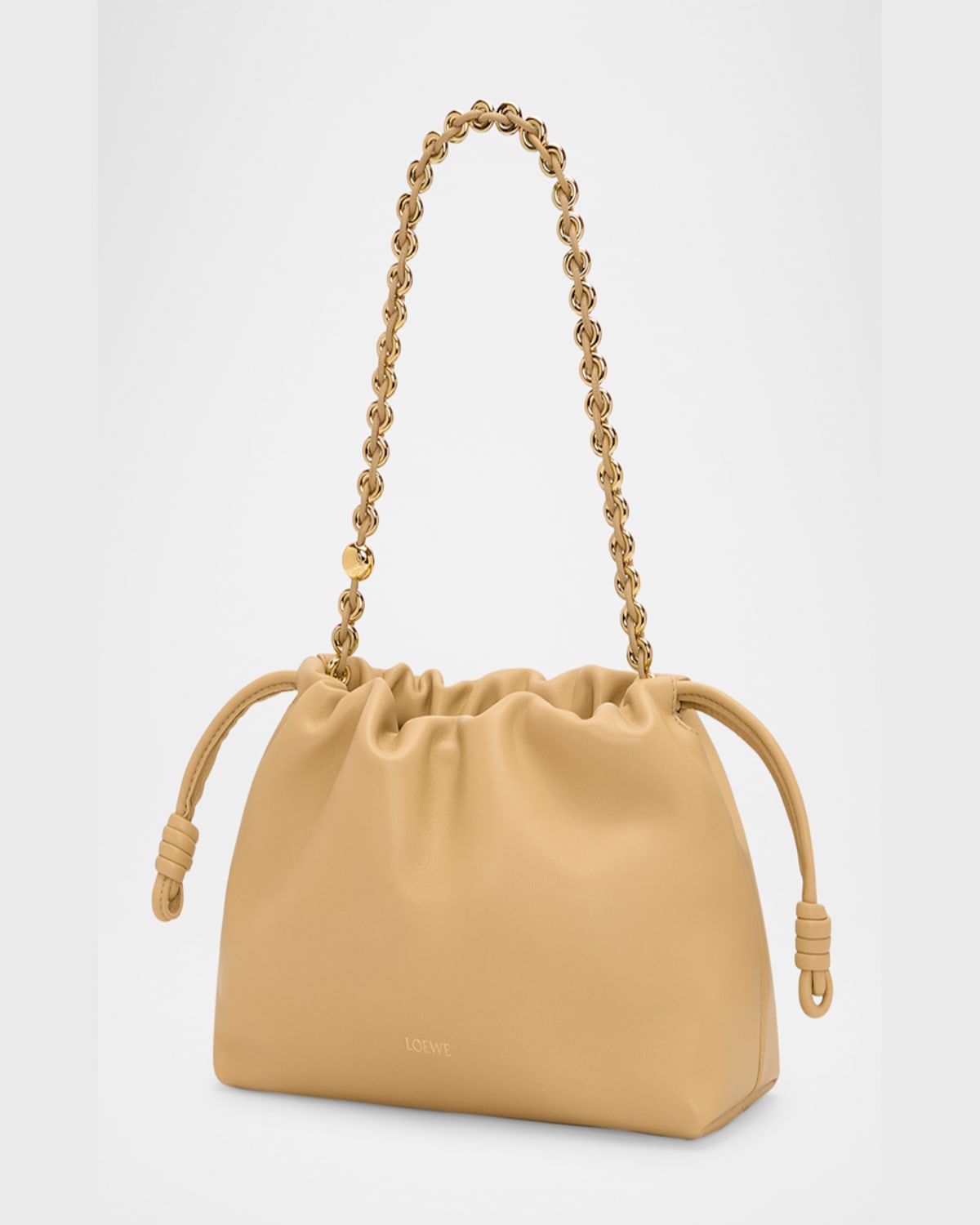 Loewe Flamenco Small Crossbody Bag In Napa Leather With Detachable Chain In Dark Butter