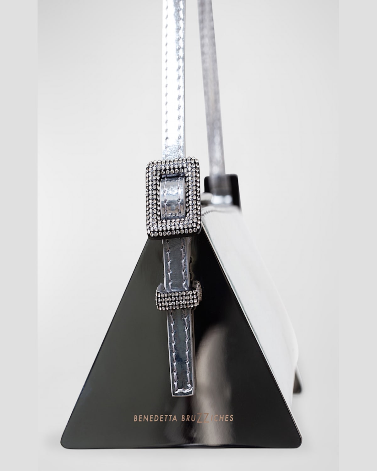 Benedetta Bruzziches Joy Metallic Leather Triangular Shoulder Bag In Mirror