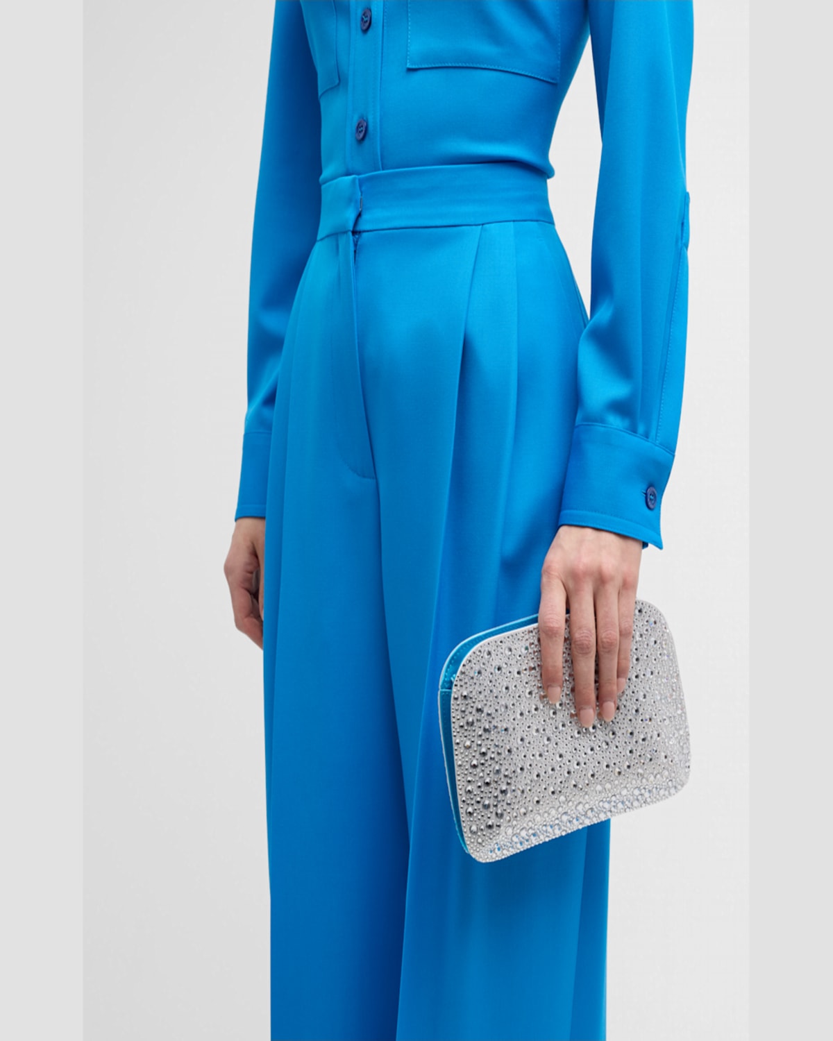 Giorgio Armani Crystal Clutch Bag In Silver
