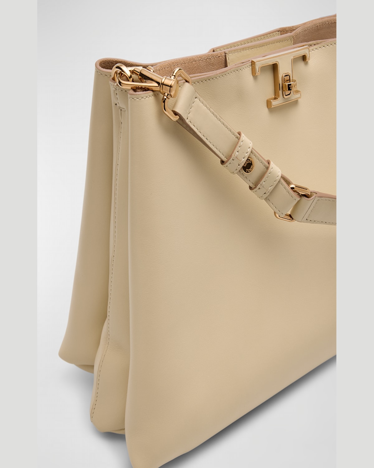 Shop Tod's Calf Leather Shoulder Bag In Bianco Carrara