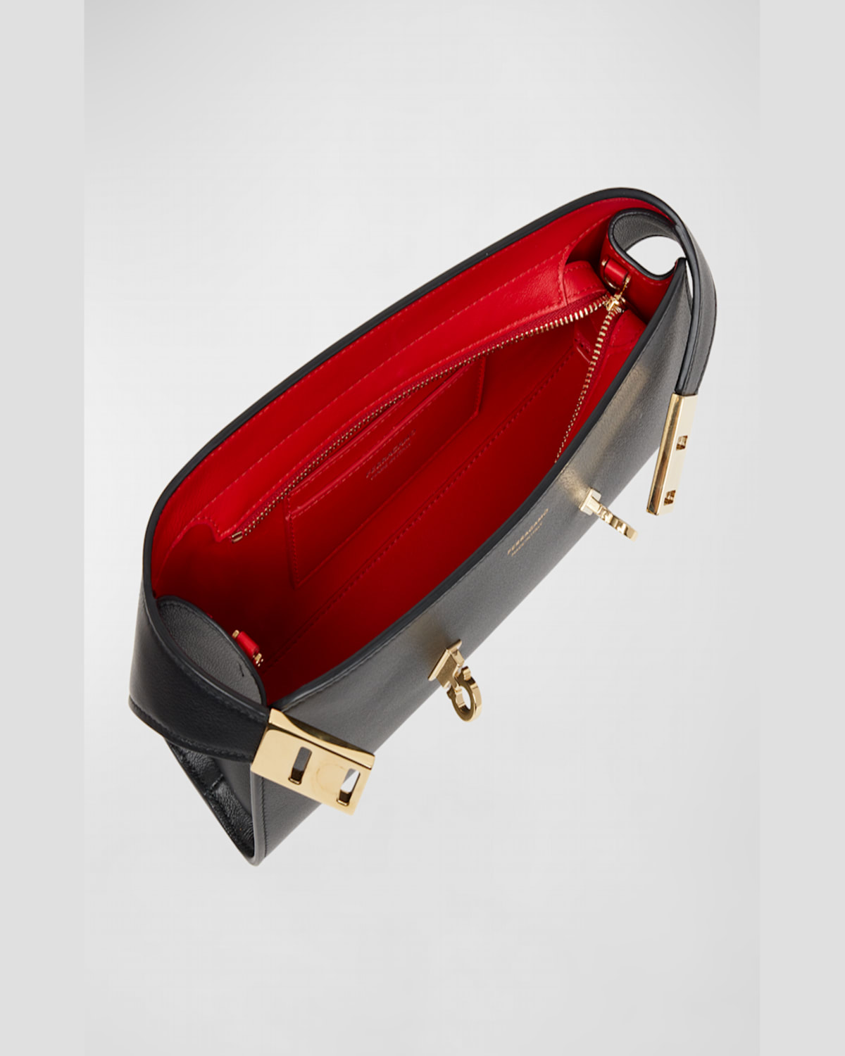 Shop Ferragamo Mini Hug Leather Crossbody Bag In Nero