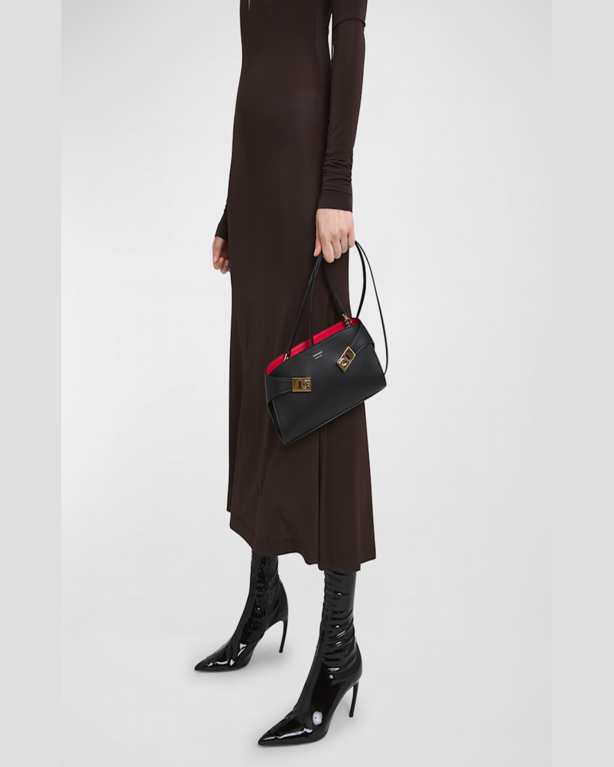 Shop Ferragamo Mini Hug Leather Crossbody Bag In Nero