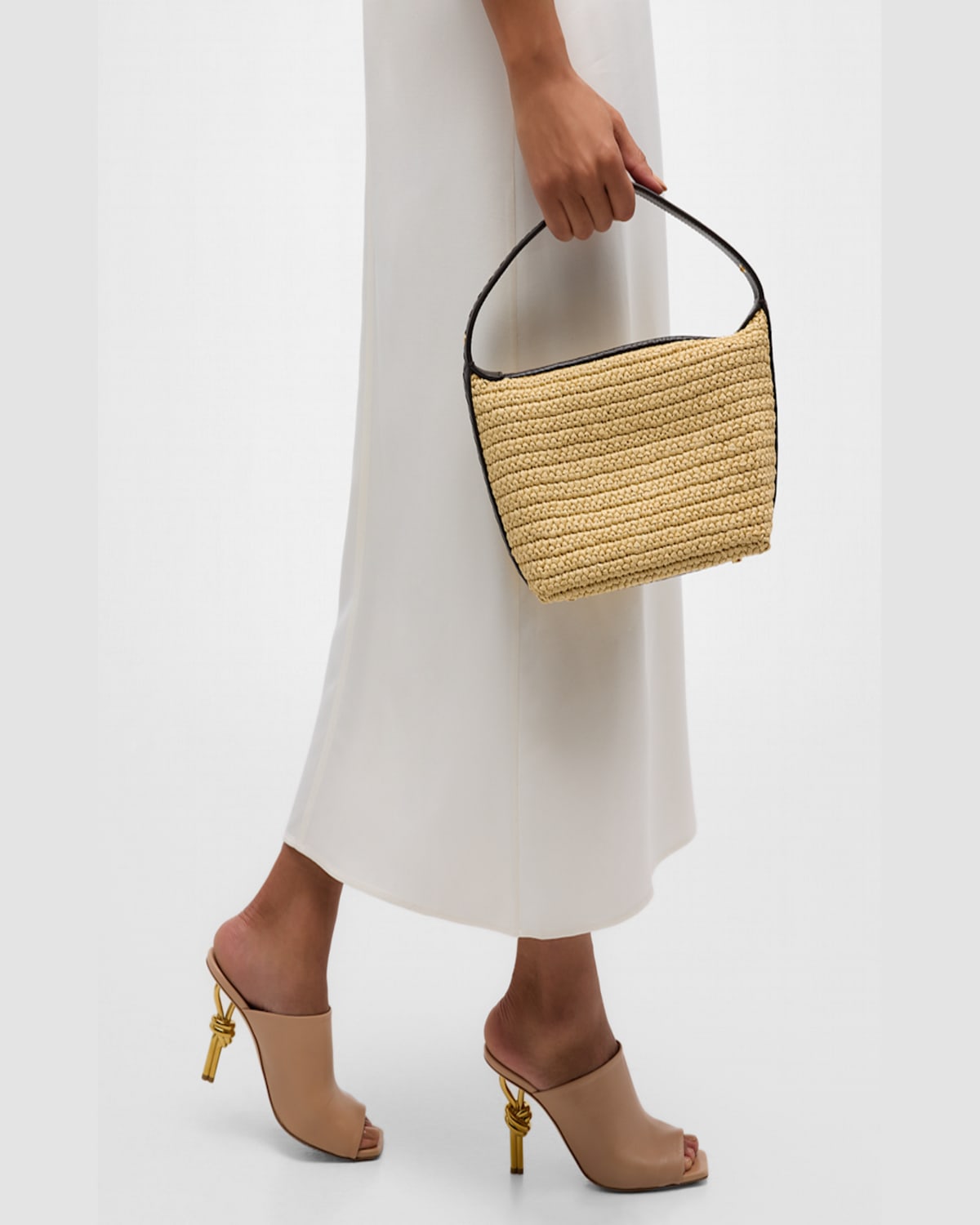 Bottega Veneta Mini Wallace Top-handle Bag In Natural/gold