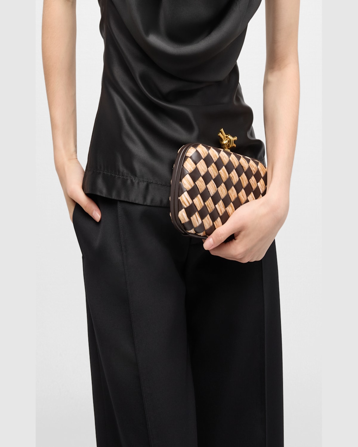 Shop Bottega Veneta Knot Minaudiere Bag In Fond-natufond