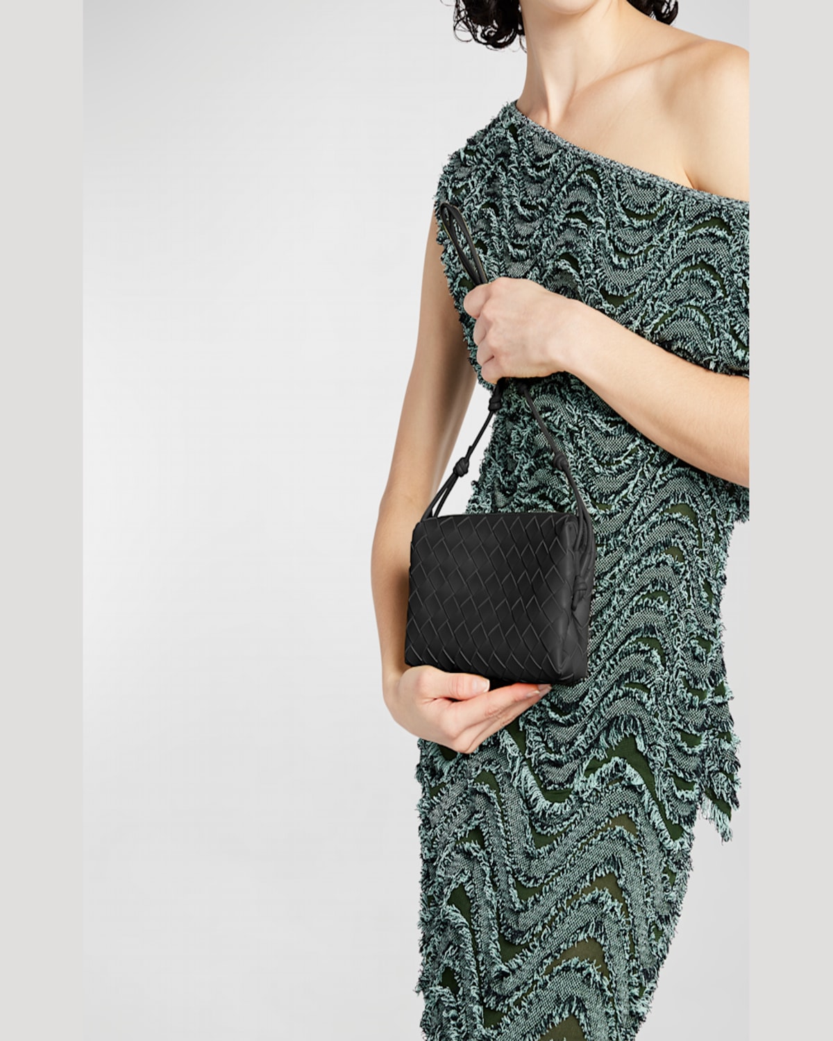 Shop Bottega Veneta Loop Shoulder Bag In Black Gold