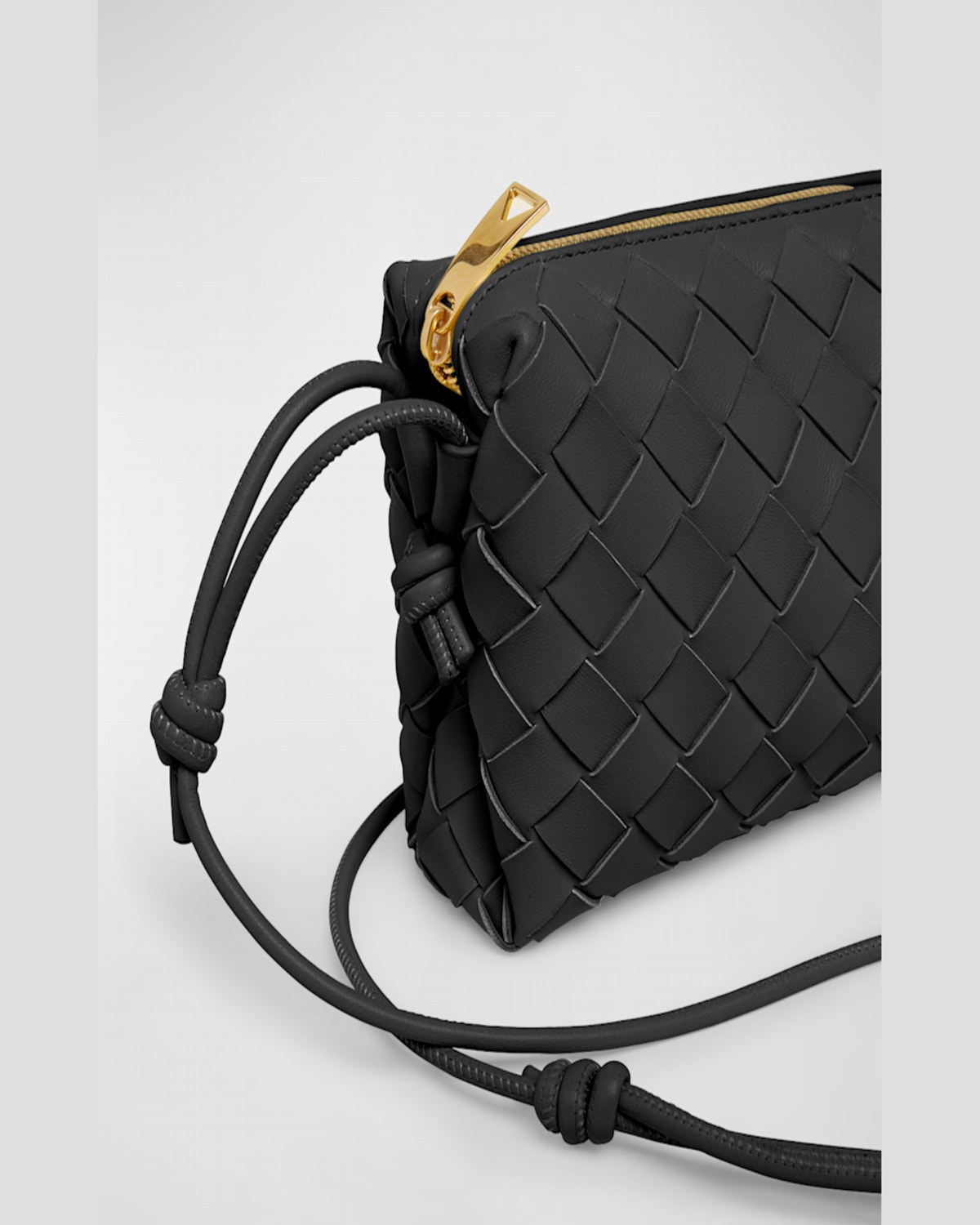Shop Bottega Veneta Loop Shoulder Bag In Black Gold