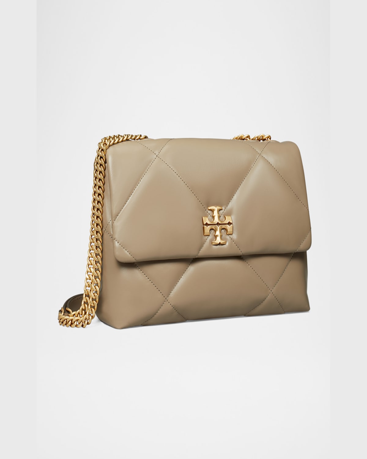 Tory Burch Quilted Chain Strap Top Handle Shoulder Bag In Taupe Oak