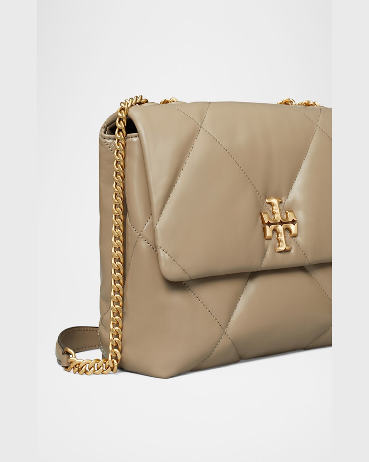 Tory Burch Quilted Chain Strap Top Handle Shoulder Bag In Taupe Oak