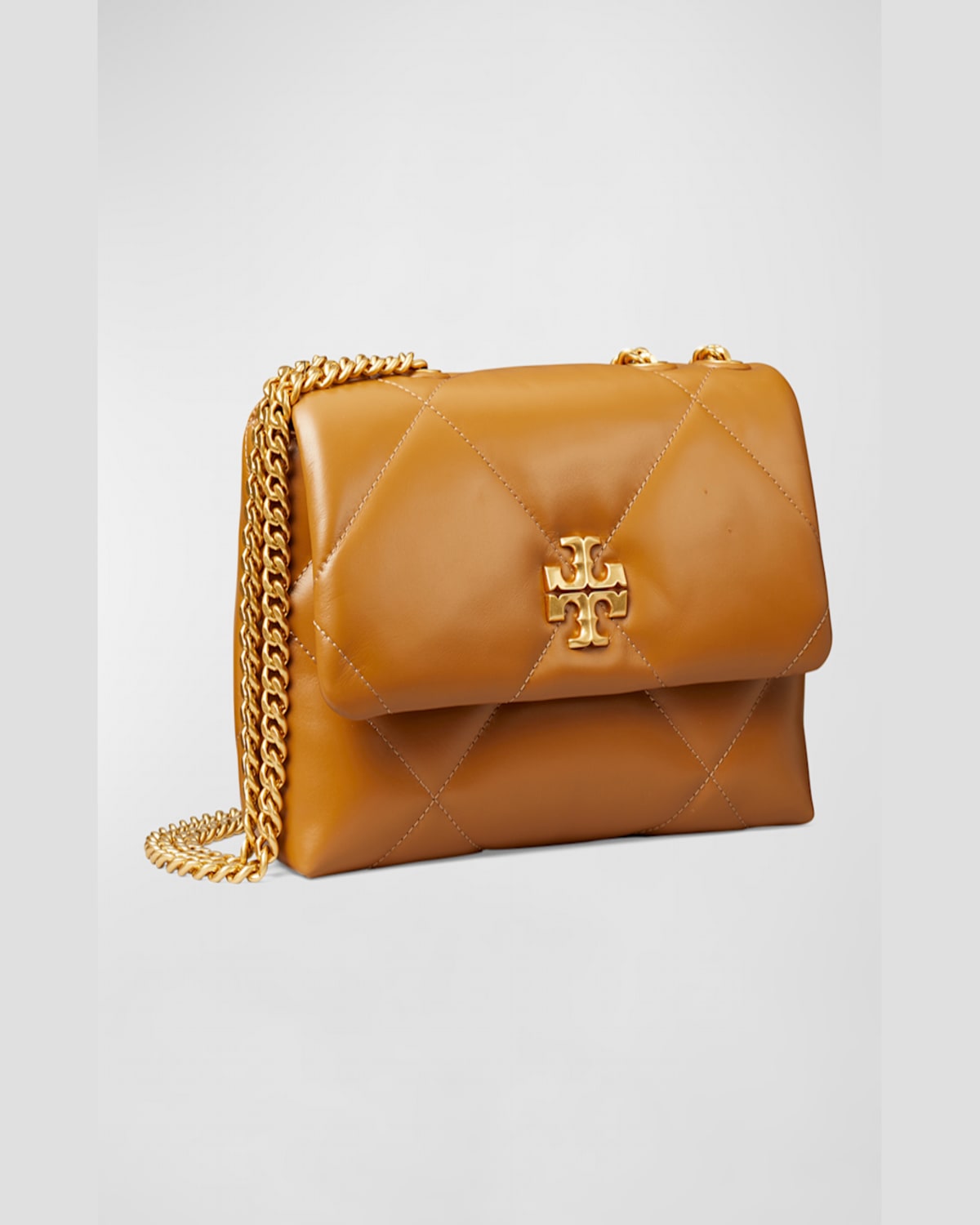 Tory Burch Small Kira Diamond Quilted Leather Convertible Shoulder Bag In Tan