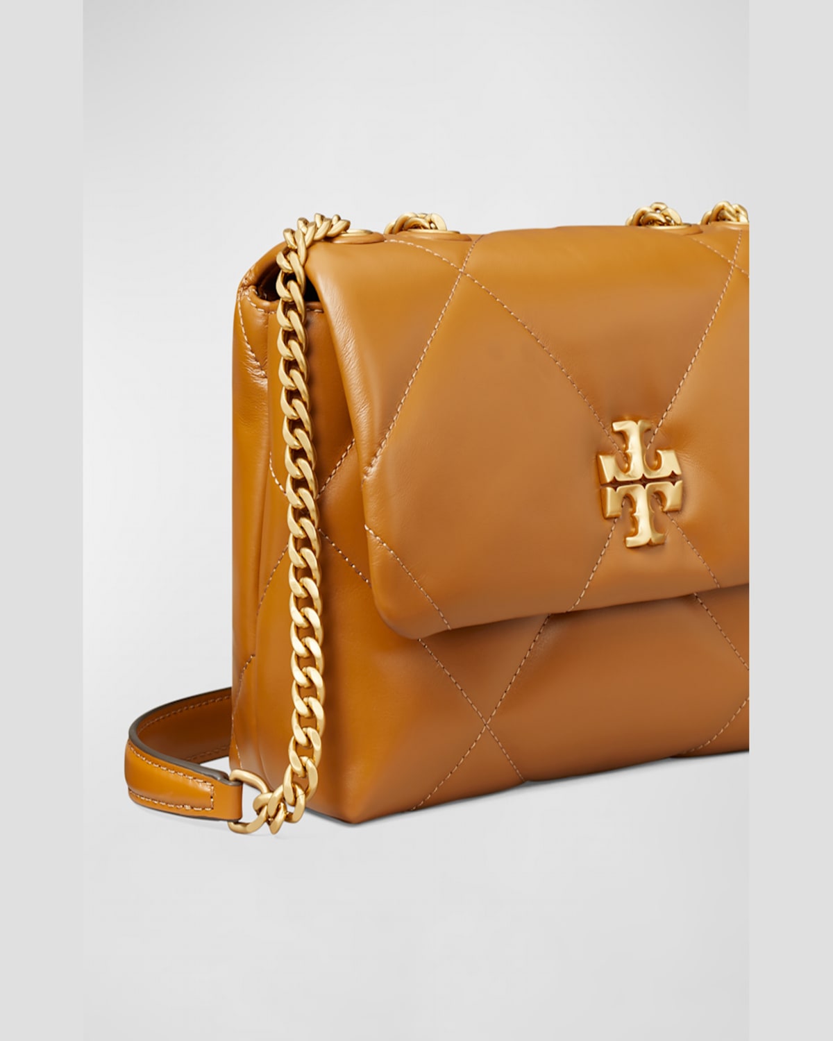 Tory Burch Small Kira Diamond Quilted Leather Convertible Shoulder Bag In Tan