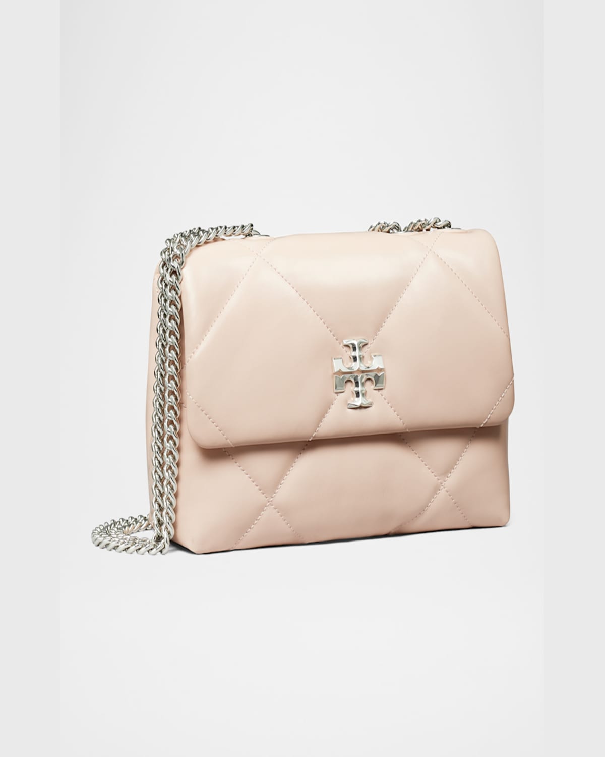 Tory Burch Small Kira Diamond Quilted Convertible Leather Shoulder Bag In Soft Pink